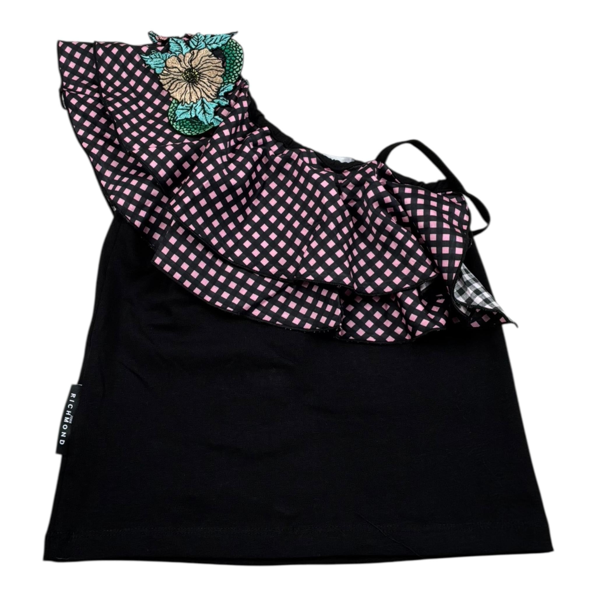 John Richmond Top Tinta Unita con Rouches per Bambina RGP26110TO NERO JOHN RICHMOND 