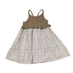 Petit Indi Abito Bicolore con Fantasia Quadri per Bambina SS25BK6527 BIANCO PETIT INDI 