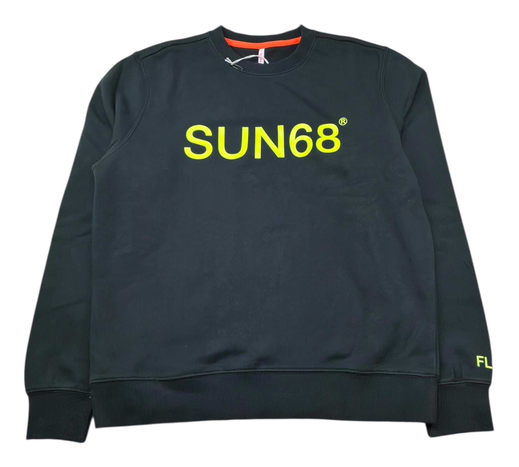 Sun68 Felpa Chiusa Girocollo Tinta Unita con Logo per Bambino F31310 NERO SUN68 