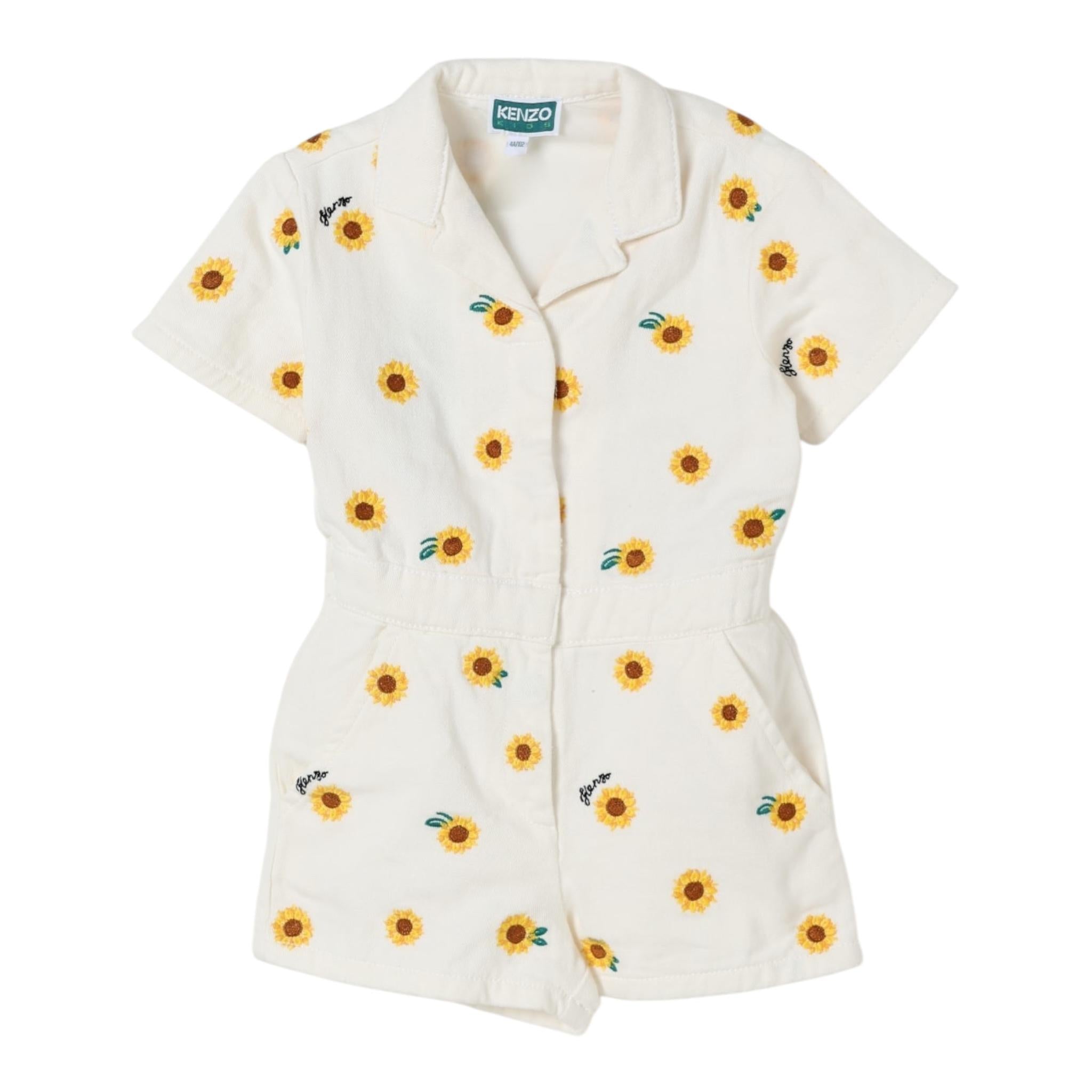 Kenzo Tutina Intera Tinta Unita con Fantasia Margherite per Bambina K61038J BIANCO KENZO 