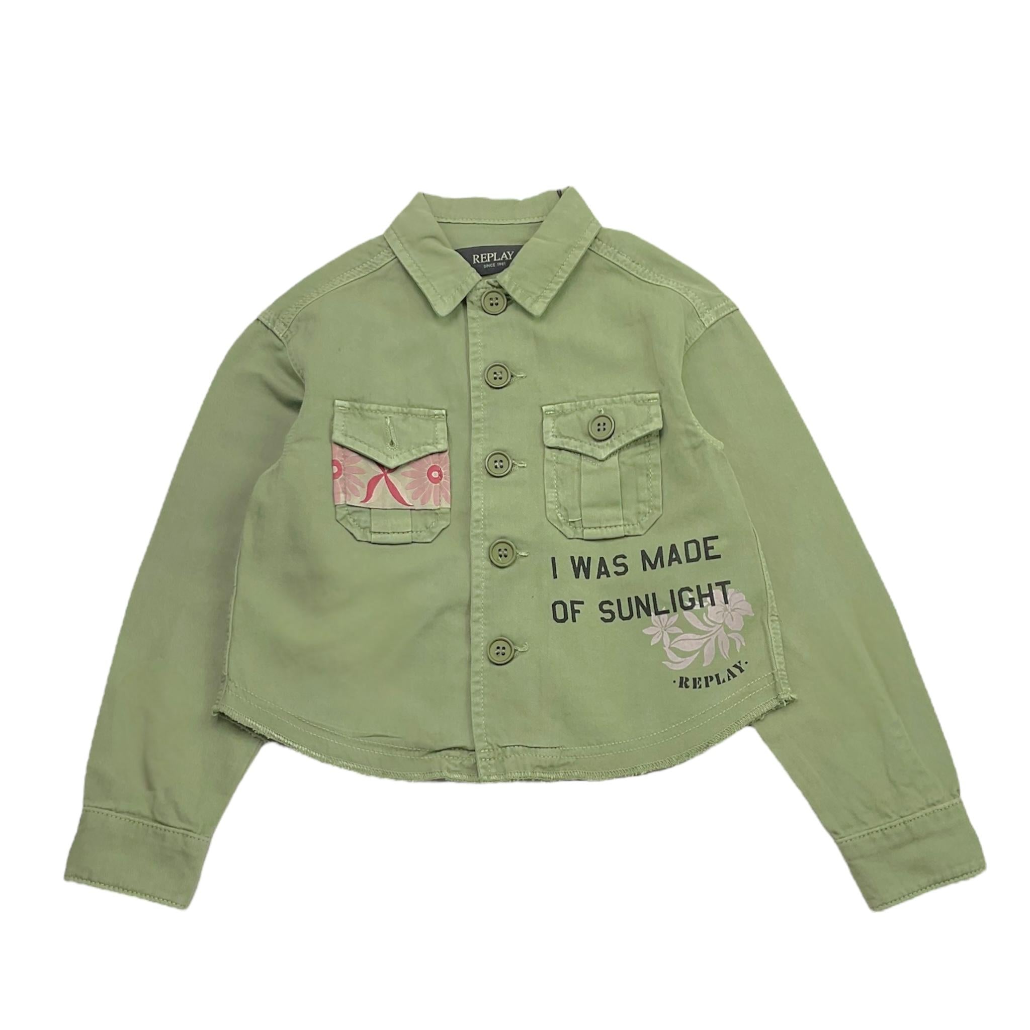 Replay Camicia Tinta Unita con Stampa per Bambina SG8301 VERDE REPLAY 