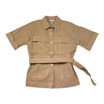 Lu Lu By Miss Grant Camicia Tinta Unita con Cintura per Bambina LL3416 BEIGE LU LU BY MISS GRANT 