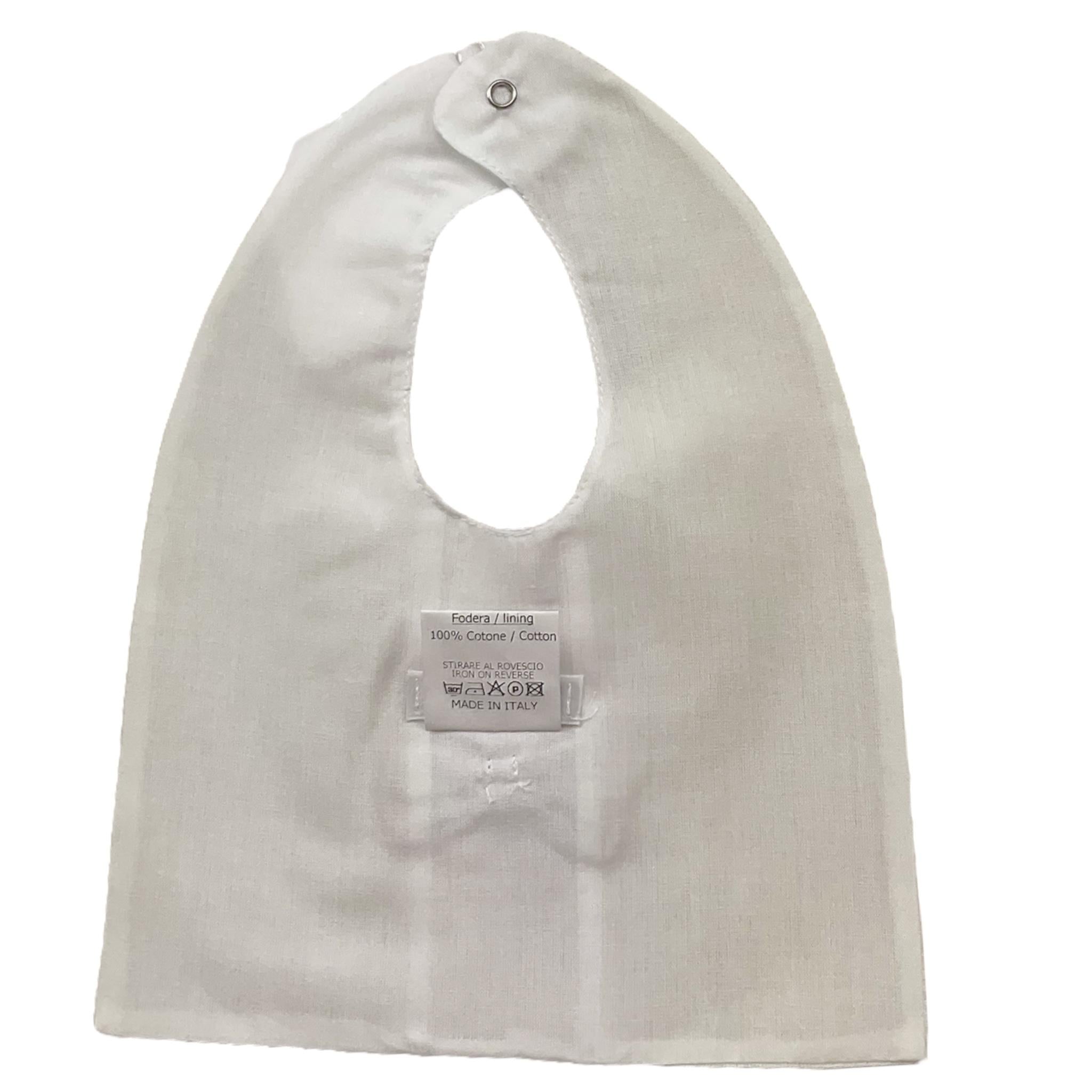 Barcellino Bavetta Tinta Unita con Papillon Applicato per Neonato 120106X BIANCO BARCELLINO 