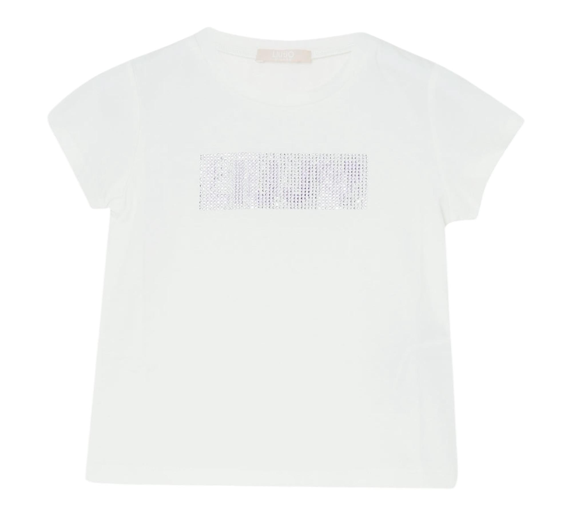 Liu Jo T-Shirt Tinta Unita con Brillantini per Bambina KA5095XX BIANCO LIU JO 