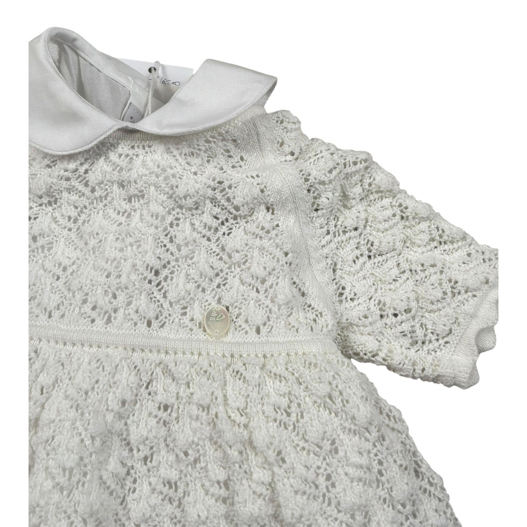 Le Coconne Abito Mezza Manica Traforato per Neonata LCN1947 BIANCO LE COCONNE 