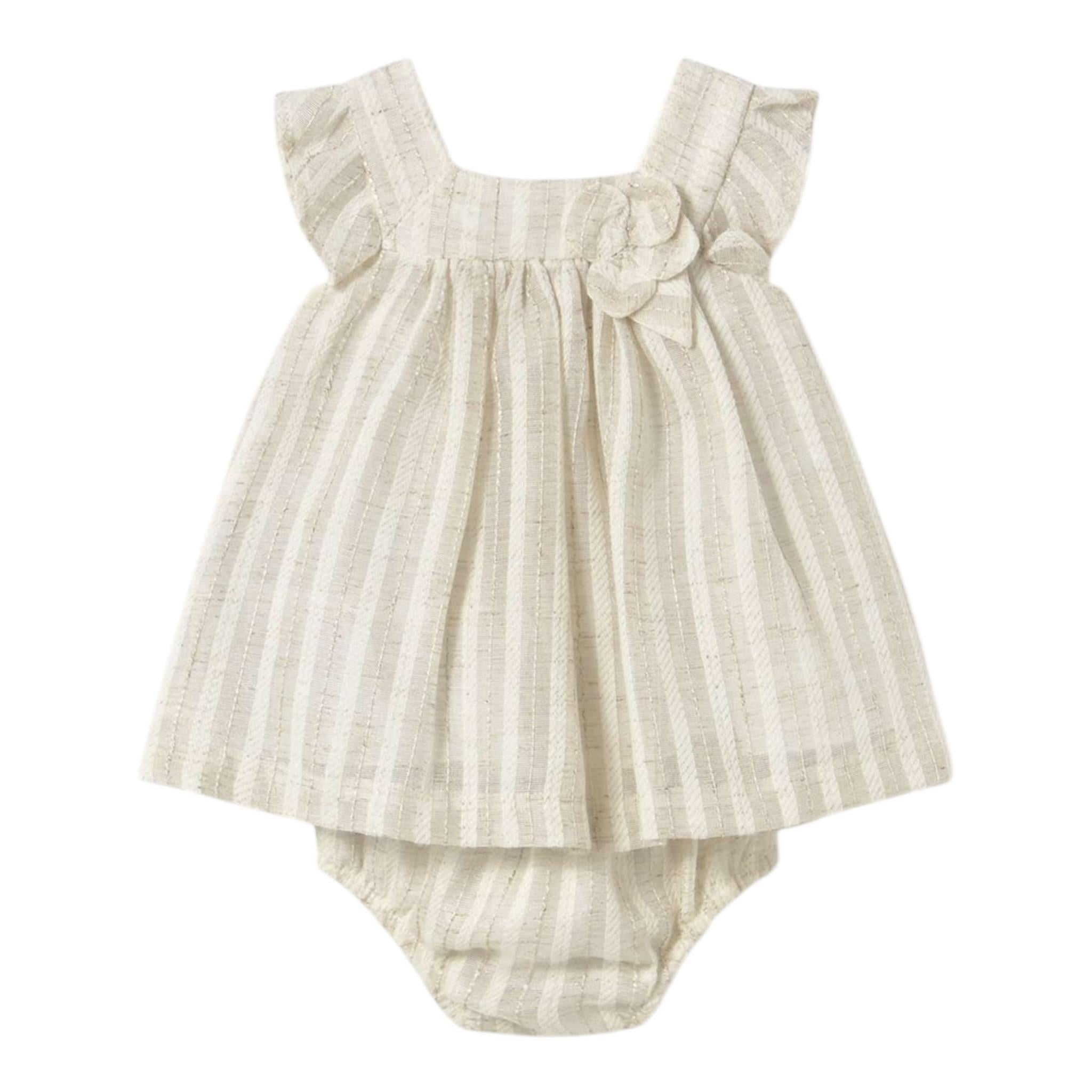 Mayoral Set 2 Pezzi Abito-Coulotte Bicolore per Neonata 1858 BIANCO/BEIGE MAYORAL 