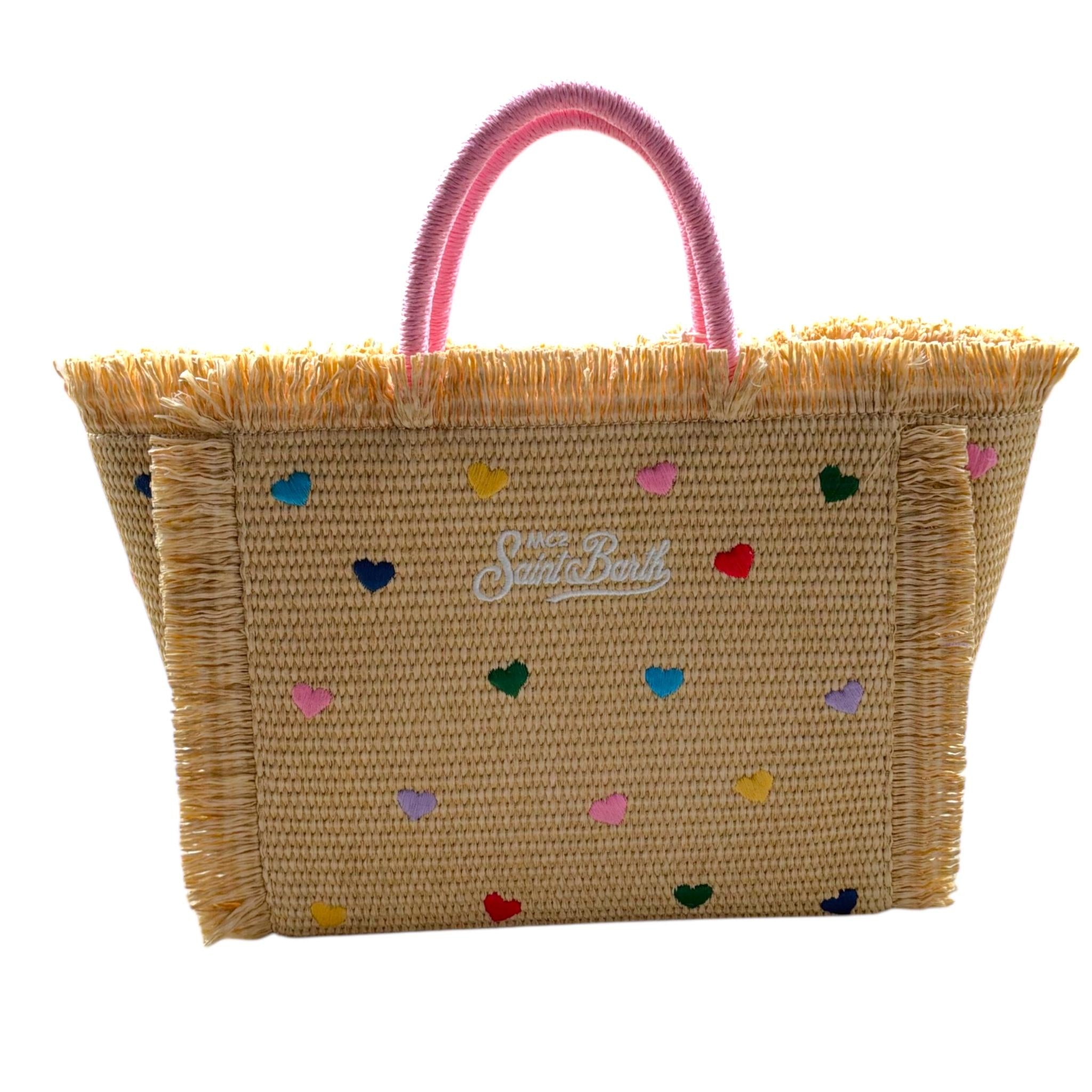 Saint Barth Borsa Tinta Unita con Stampa In Paglia per Bambina COLETTESTRAW BEIGE SAINT BARTH 
