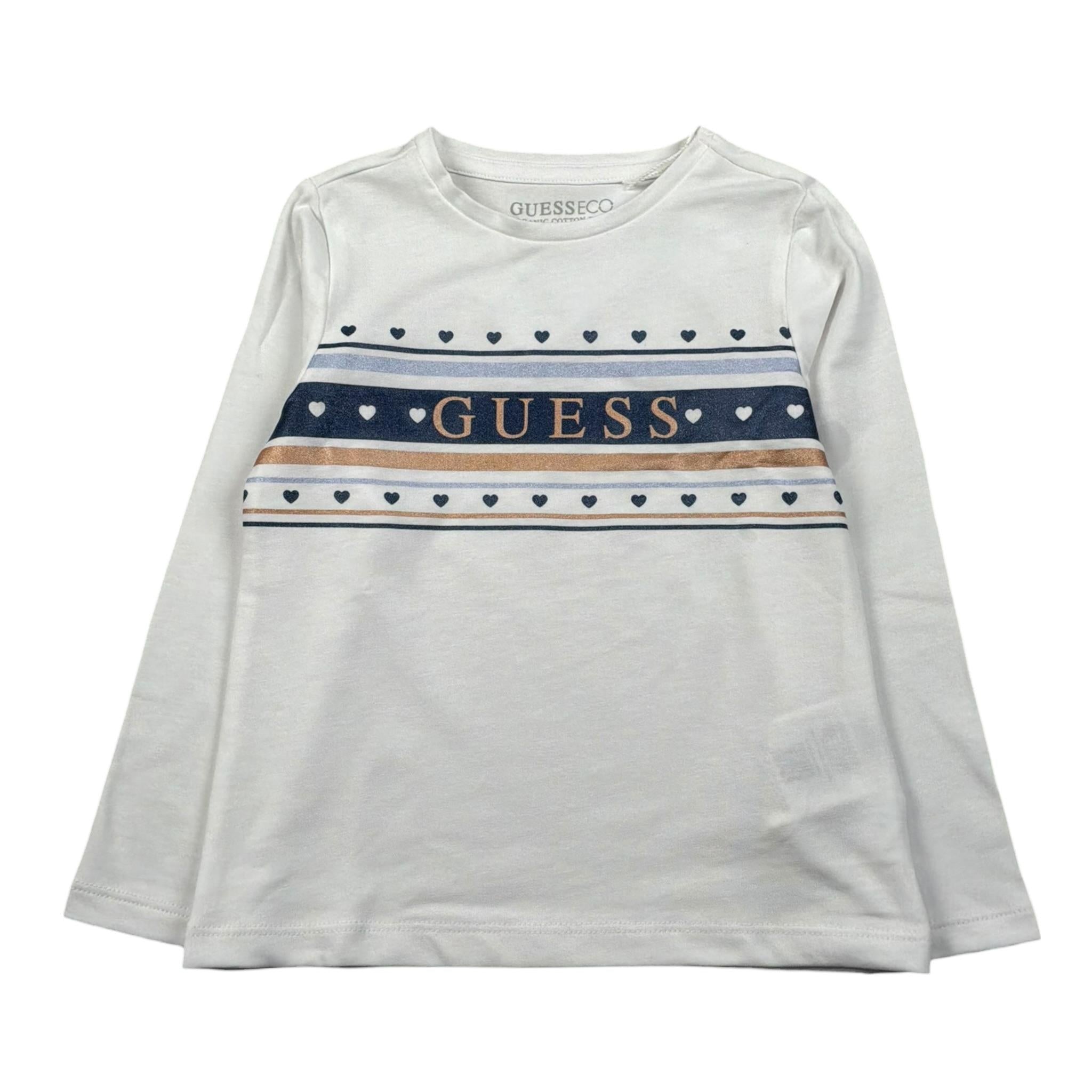 Guess Shirt Girocollo Tinta Unita con Logo per Neonata K5RI04K6YW4 BIANCO GUESS 