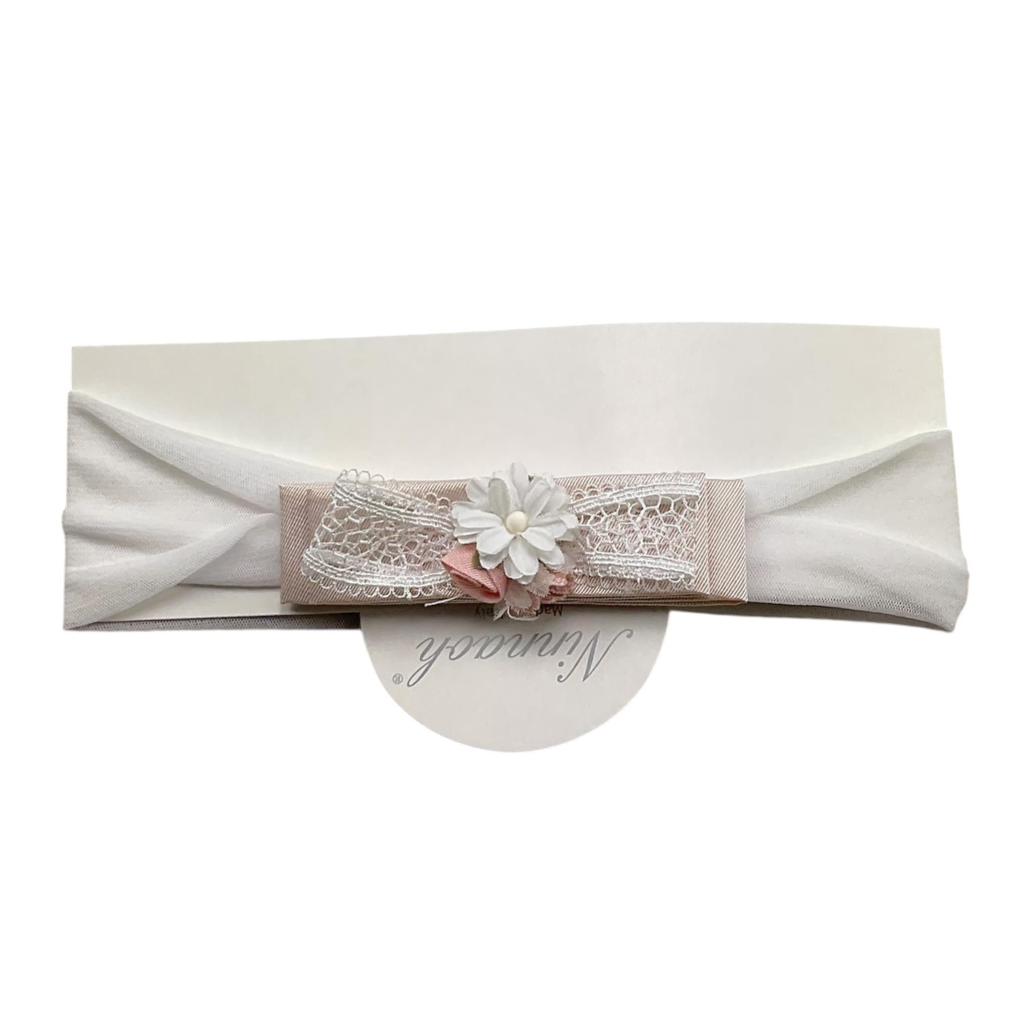Ninnaoh Fascia Tinta Unita con Fiore per Neonata E25FA10 BIANCO NINNAOH 