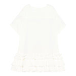 Dou Dou Abito Tinta Unita Mezza Manica con Balze per Bambina DW1A61X BIANCO DOU DOU 