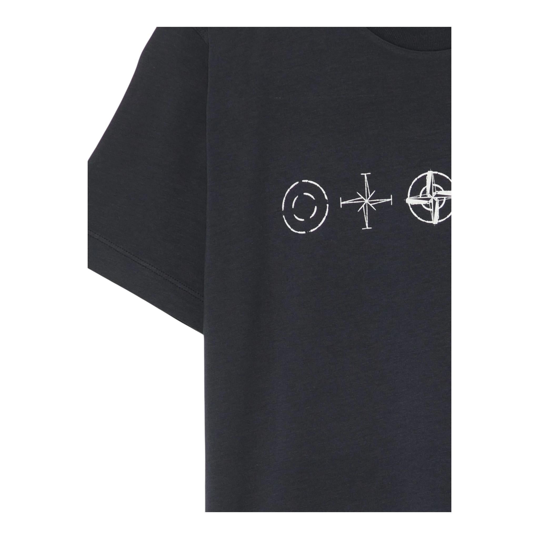 Stone Island T-Shirt Girocollo Tinta Unita con Logo per Neonato K1S162100010N BLU STONE ISLAND 
