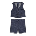 Guess Completo 2 Pezzi Gilet-Bermuda Tinta Unita per Bambino I4RG24KC3H0J BLU GUESS 