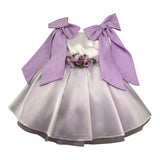 Colori Chiari Abito Giromanica Cerimoniale Bicolore con Fiocchi In Contrasto per Bambina FB107653J BIANCO COLORI CHIARI 