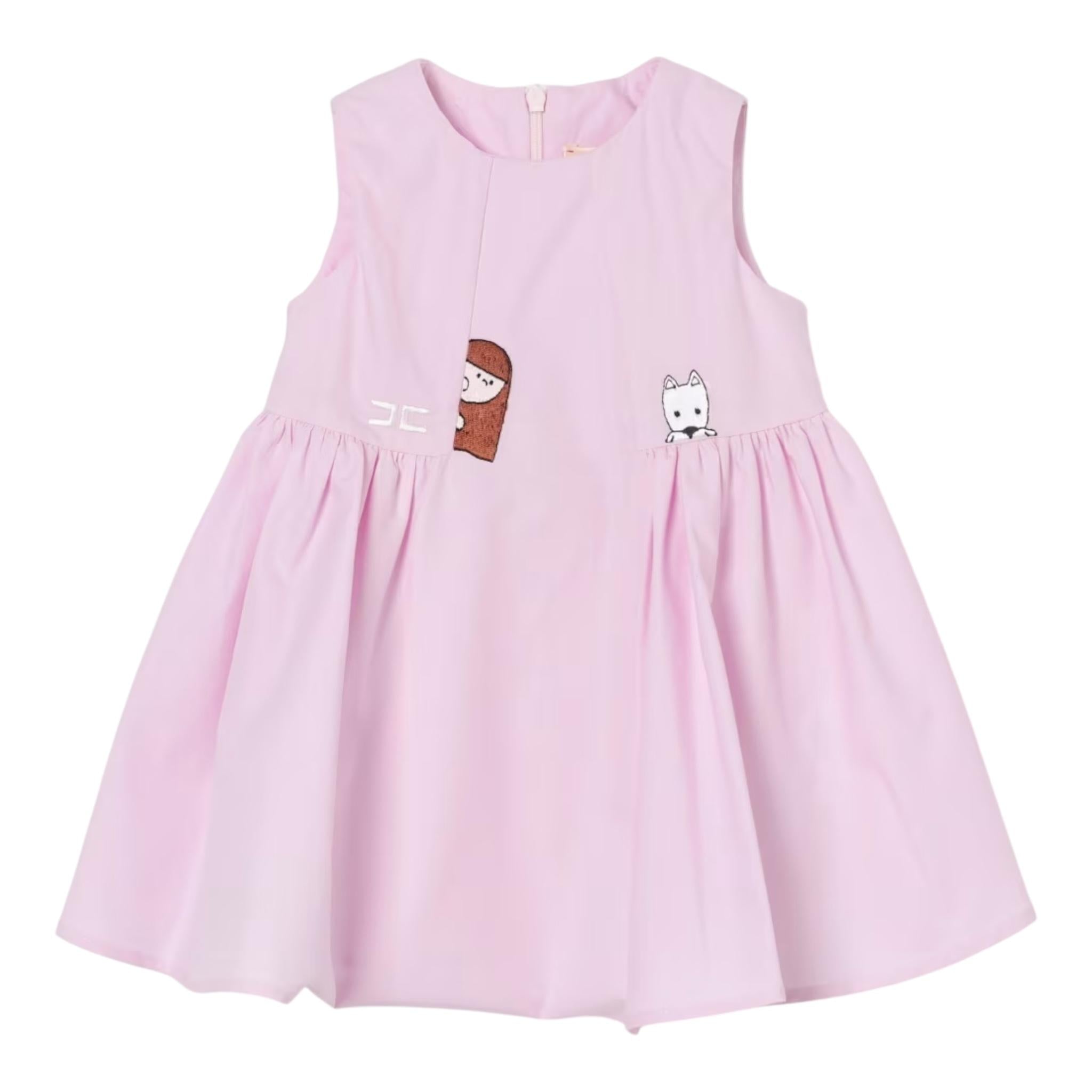 Elisabetta Franchi Abito Giromanica Tinta Unita con Ricami per Neonata EGAB206 ROSA ELISABETTA FRANCHI 