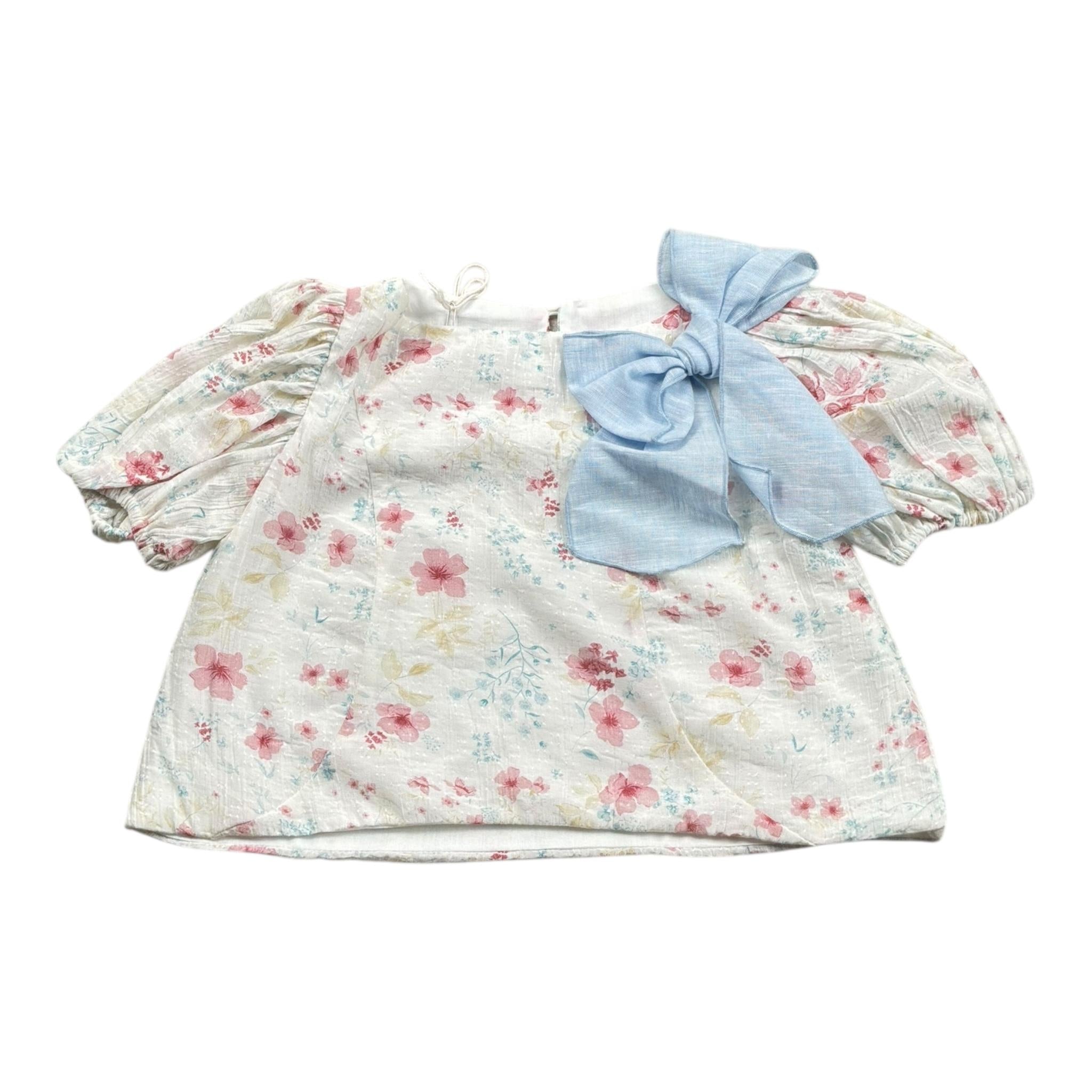La Stupenderia Camicia Mezza Manica Tinta Unita Fantasia Floreale per Bambina TJTP94XJ BIANCO LA STUPENDERIA 