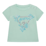 Guess T-Shirt Girocollo Tinta Unita con Stampa per Neonata A5GI03K6YW4 VERDE ACQUA GUESS 