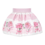 Monnalisa Gonna Bicolore con Stampa Rose per Neonata 31E700 BIANCO/ROSA MONNALISA 