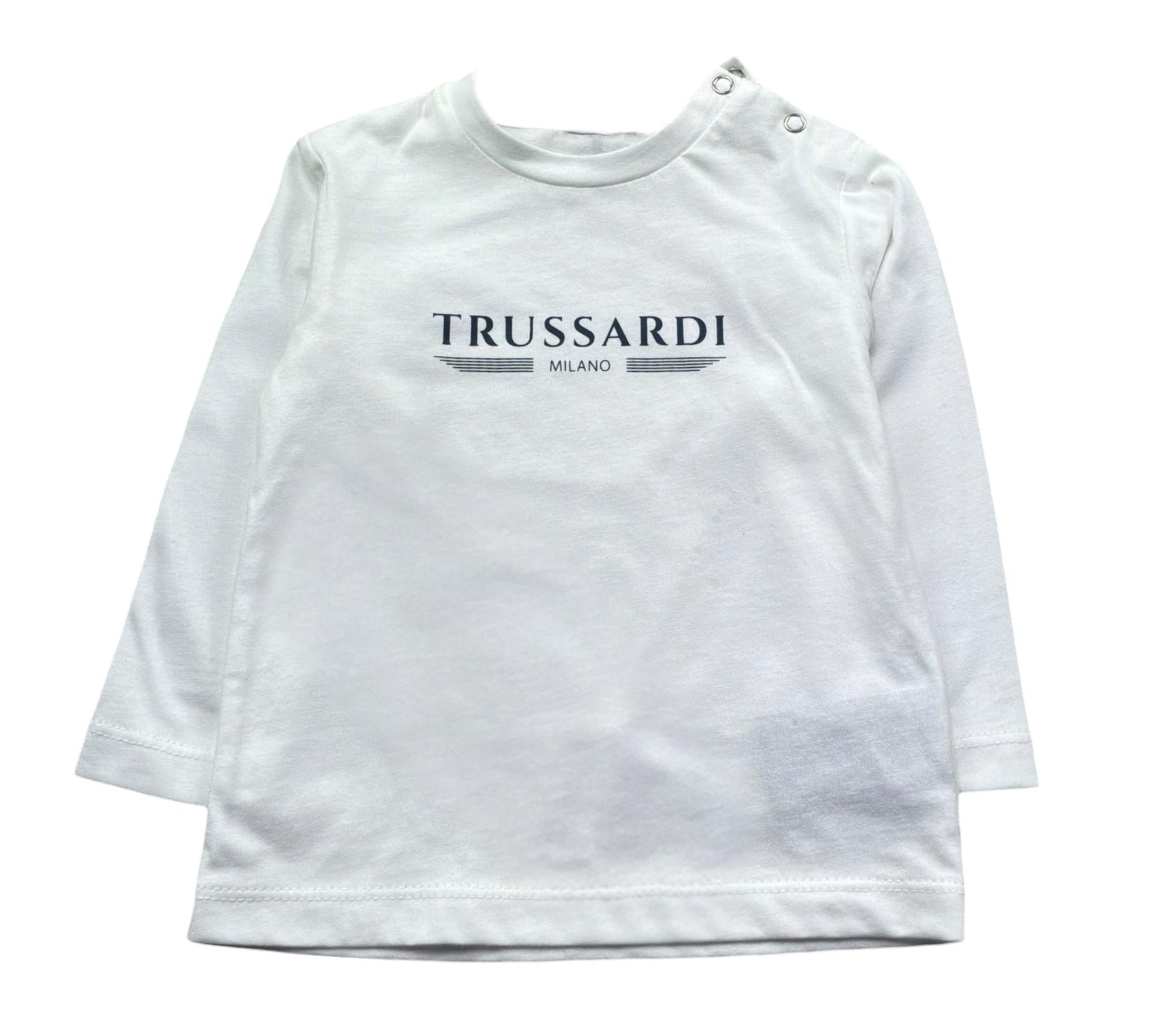 Trussardi Shirt Girocollo Tinta Unita con Logo per Neonato TIP2606TS BIANCO TRUSSARDI 