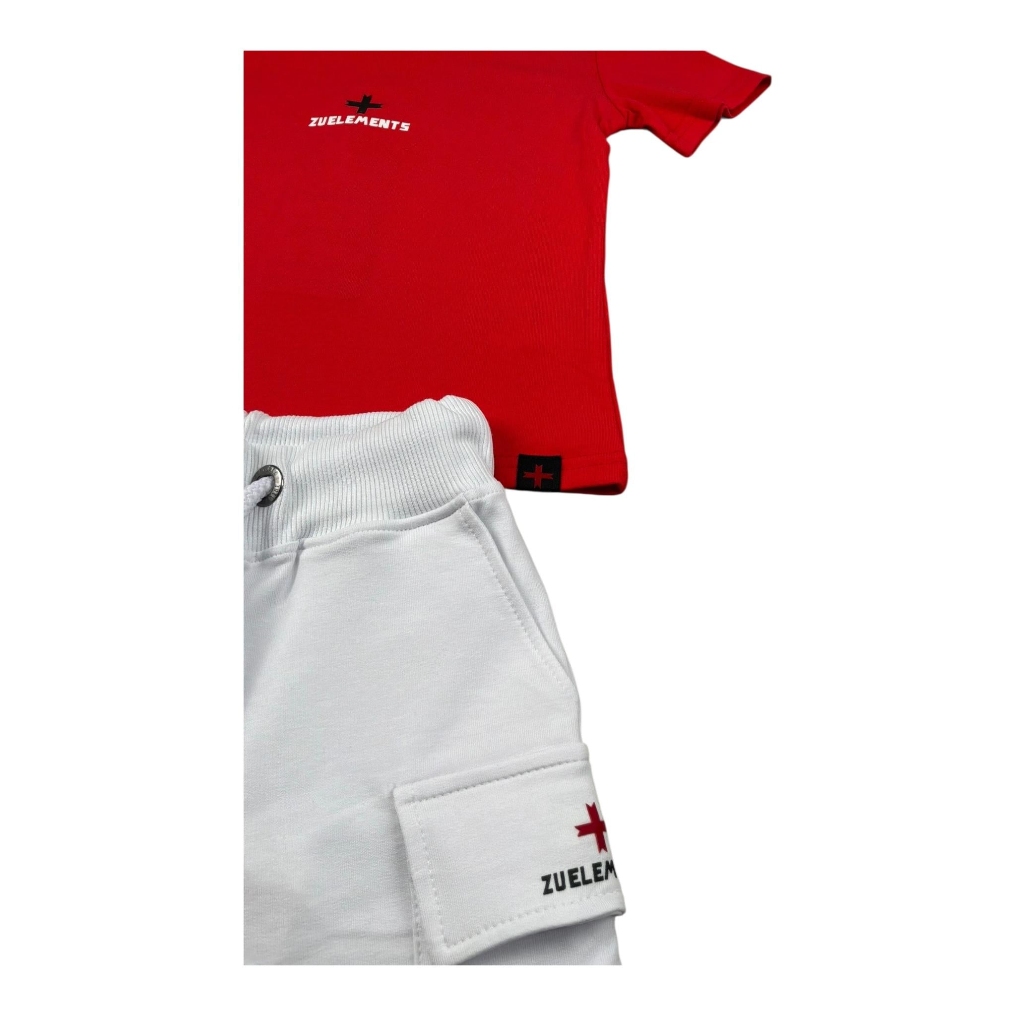 Dropseason2 Completo 2 Pezzi T-Shirt-Bermuda Bicolore per Bambino ZU16088 BIANCO/ROSSO DROPSEASON2 