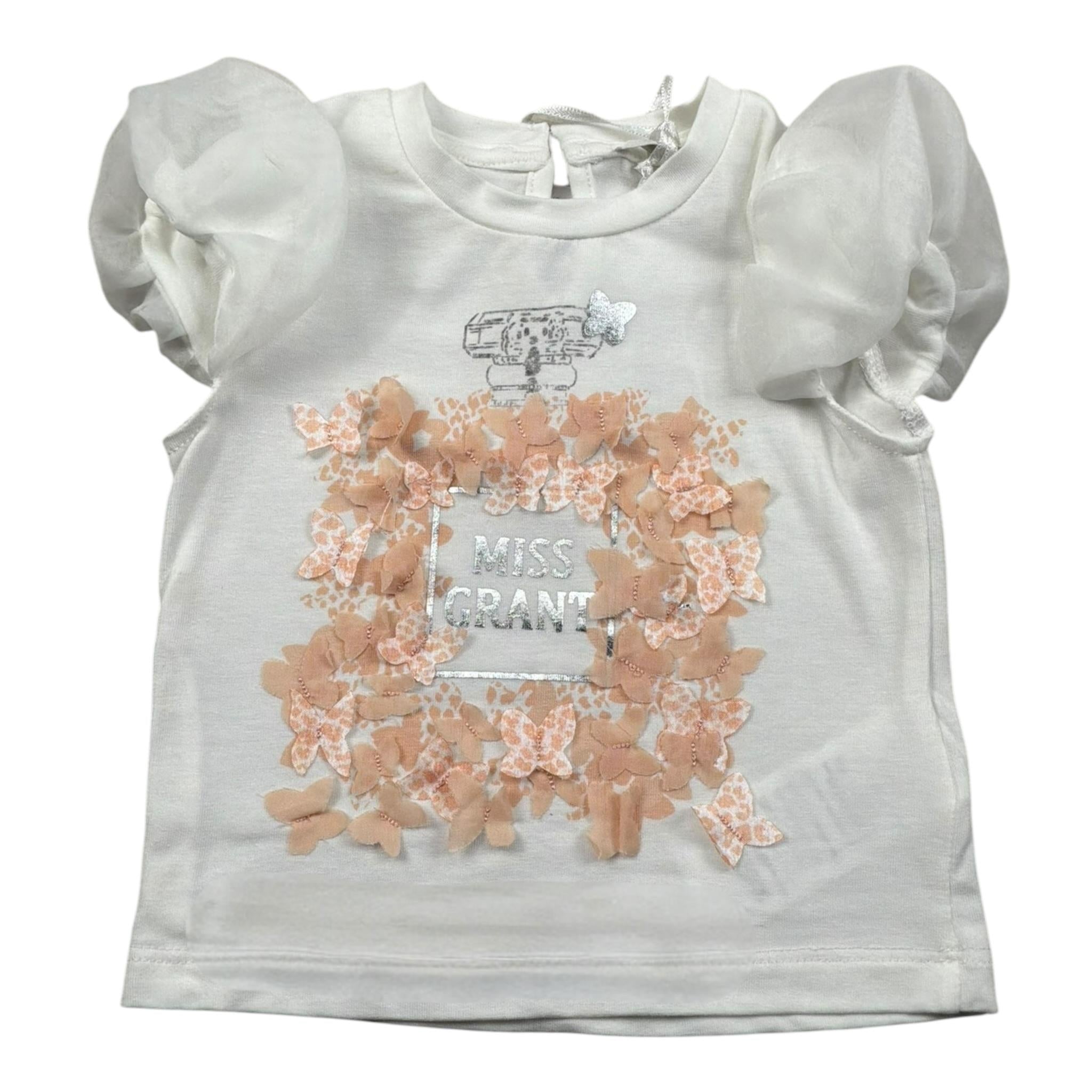 Miss Grant T-Shirt Girocollo Tinta Unita con Stampa In Contrasto per Neonata MG1336X BIANCO MISS GRANT 