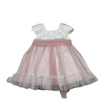 Amaya Abito Mezza Manica Tinta Unita con Tulle per Neonata 591004 BIANCO AMAYA 