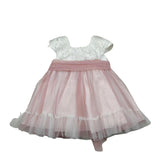 Amaya Abito Mezza Manica Tinta Unita con Tulle per Neonata 591004 BIANCO AMAYA 