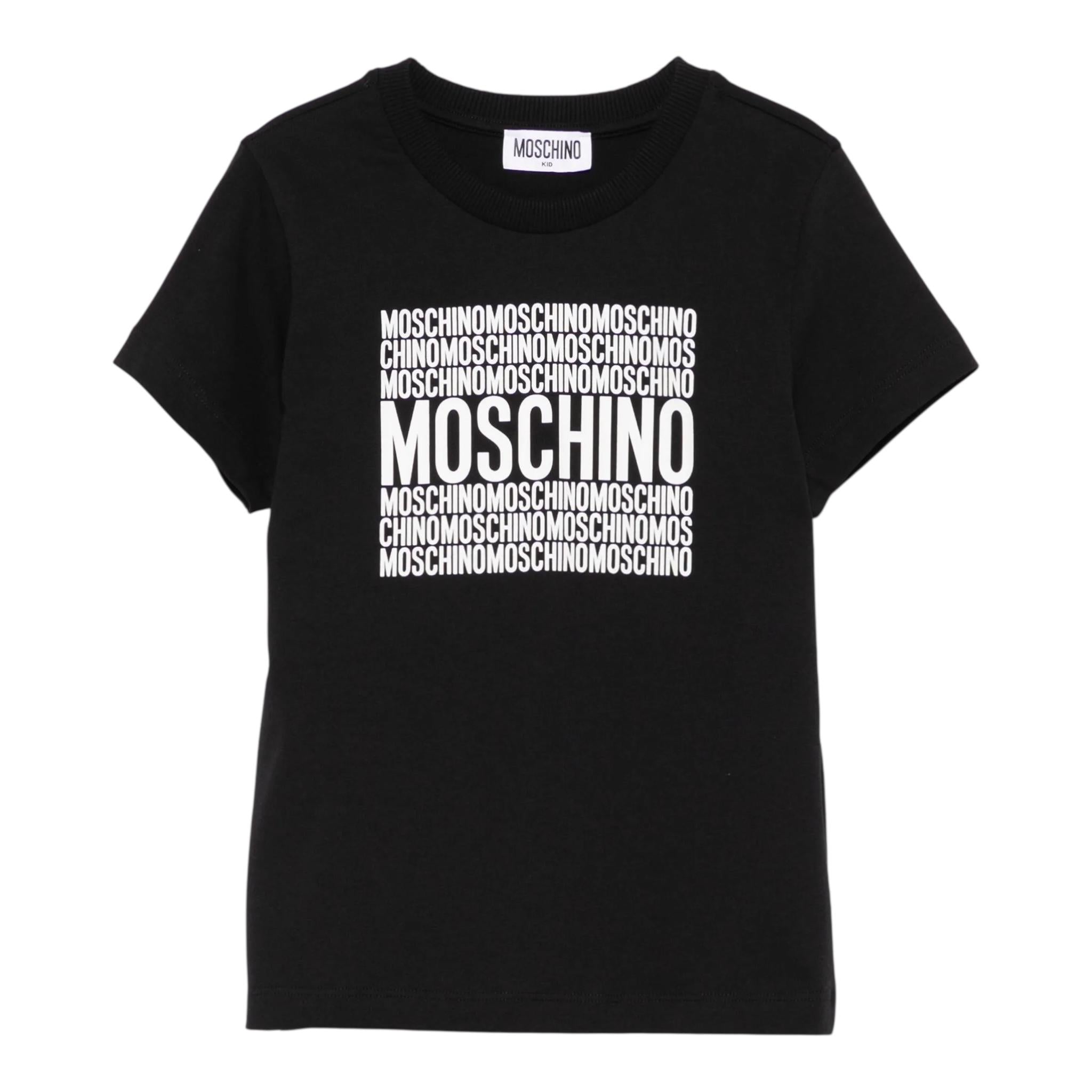 Moschino T-Shirt Girocollo Tinta Unita con Stampe per Bambino H6M04K NERO MOSCHINO 