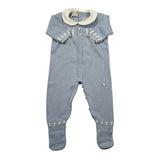 Paz Rodriguez Tutina Manica Lunga Tinta Unita con Ricami per Neonato 00542238 AZZURRO PAZ RODRIGUEZ 