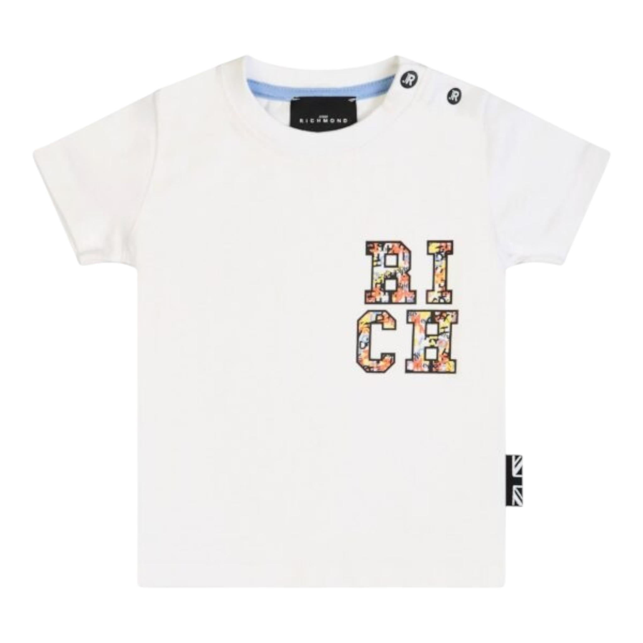 John Richmond Completo 2 Pezzi T-Shirt-Bermuda Bicolore per Neonato RIP25050CJ BIANCO/AZZURRO JOHN RICHMOND 