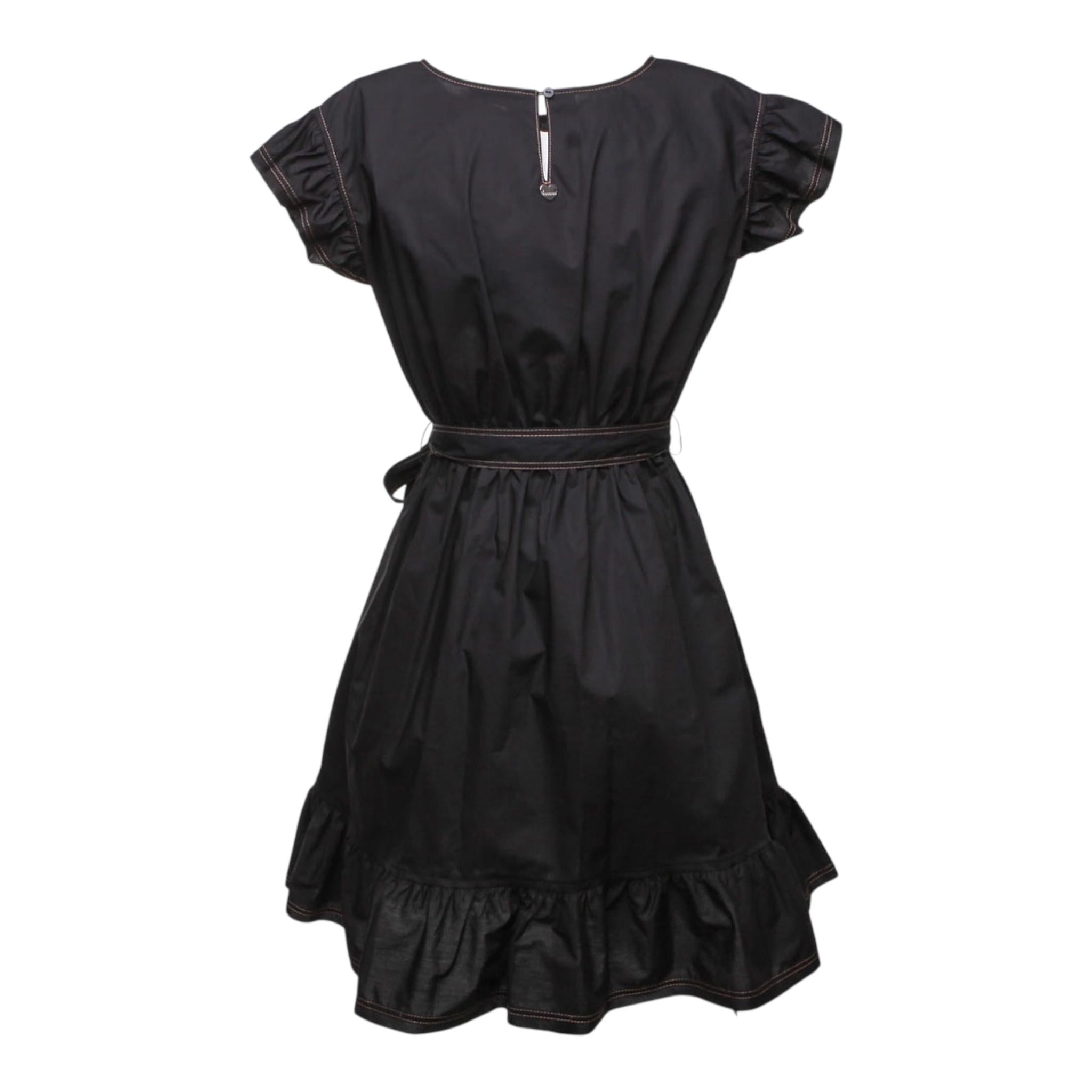 Monnalisa Abito Tinta Unita con Cuciture In Contrasto per Bambina 417907 NERO MONNALISA 