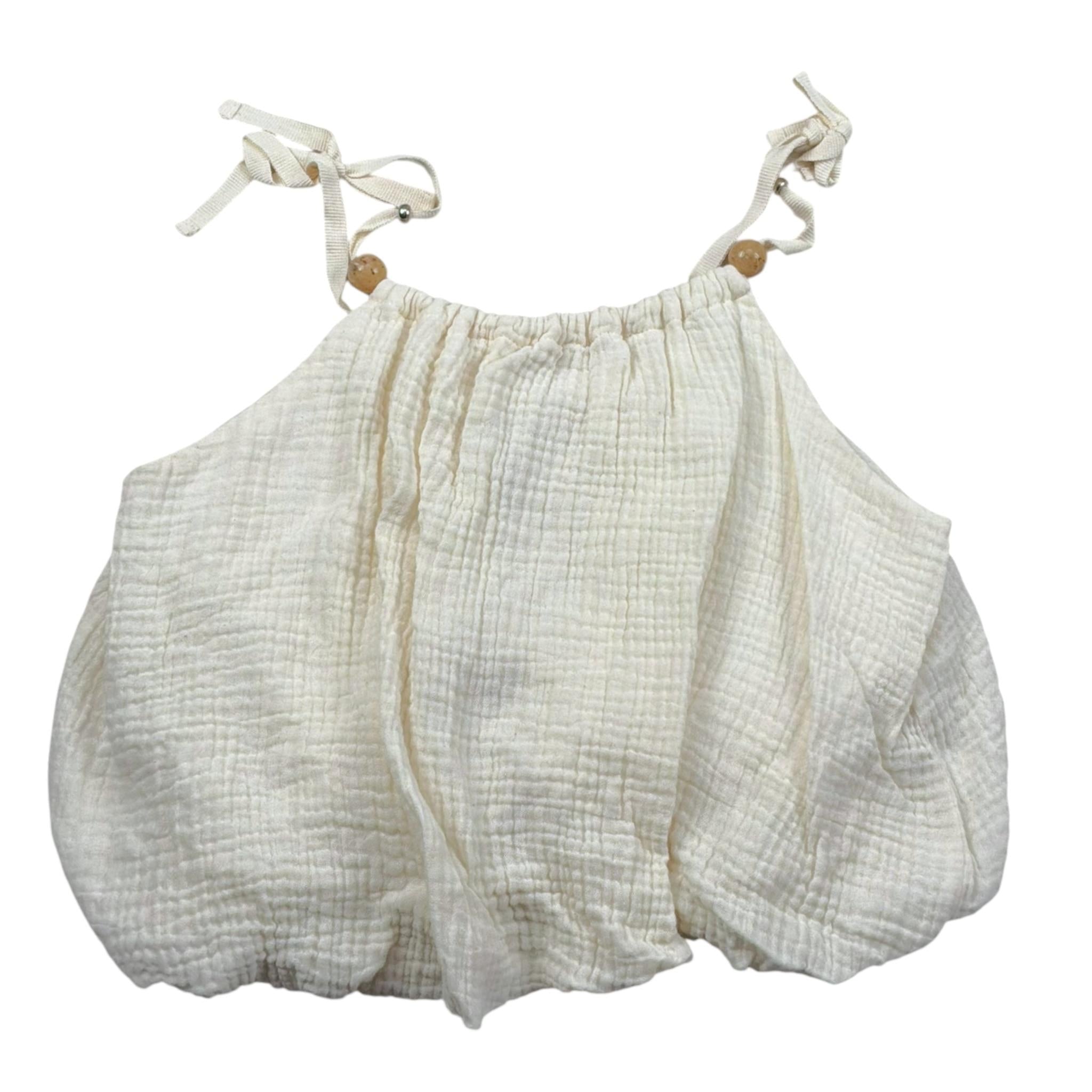 Please Top Tinta Unita Bretelline per Bambina CC88080G72X PANNA PLEASE 