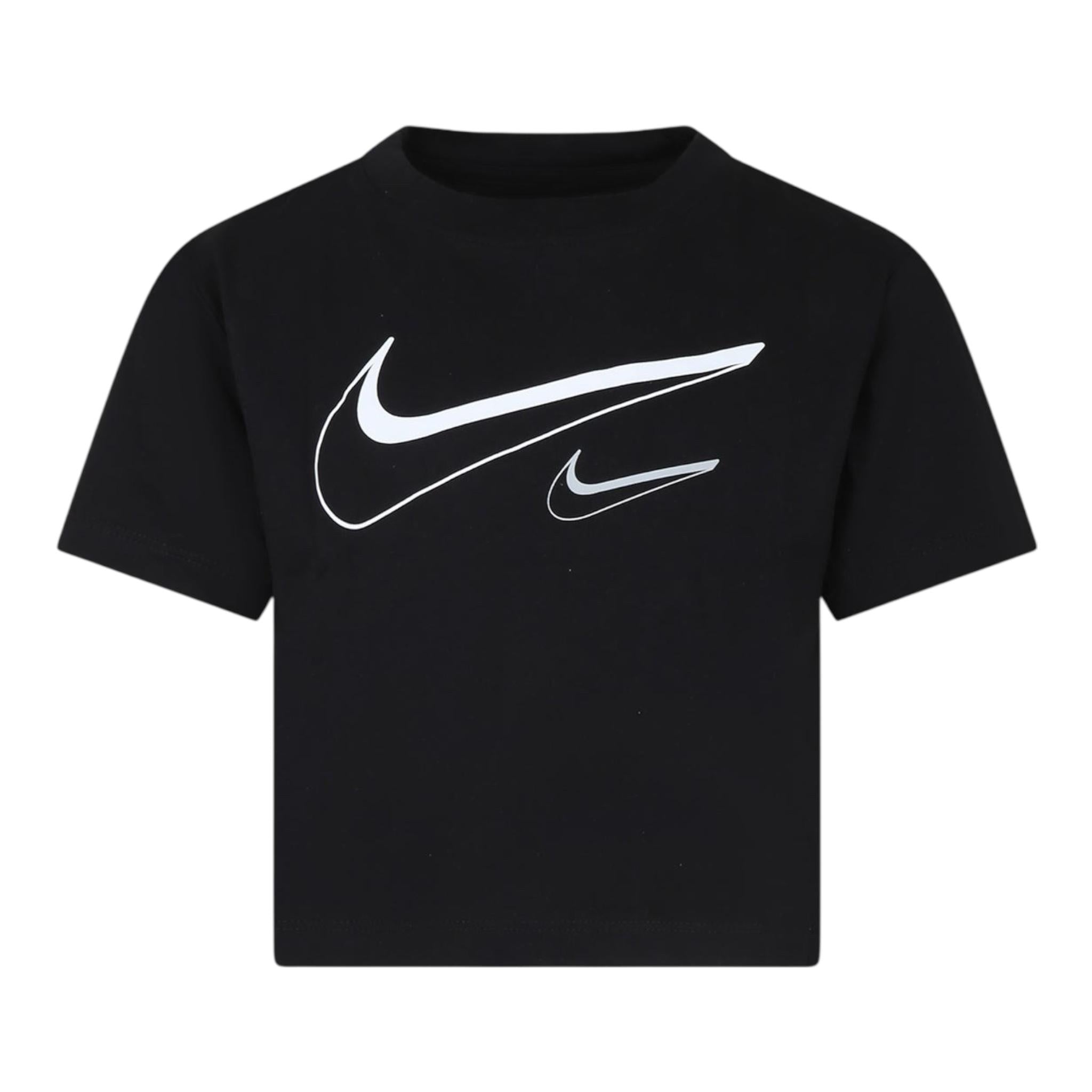 Nike T-Shirt Girocollo Tinta Unita con Logo per Bambina 36L670 NERO NIKE 