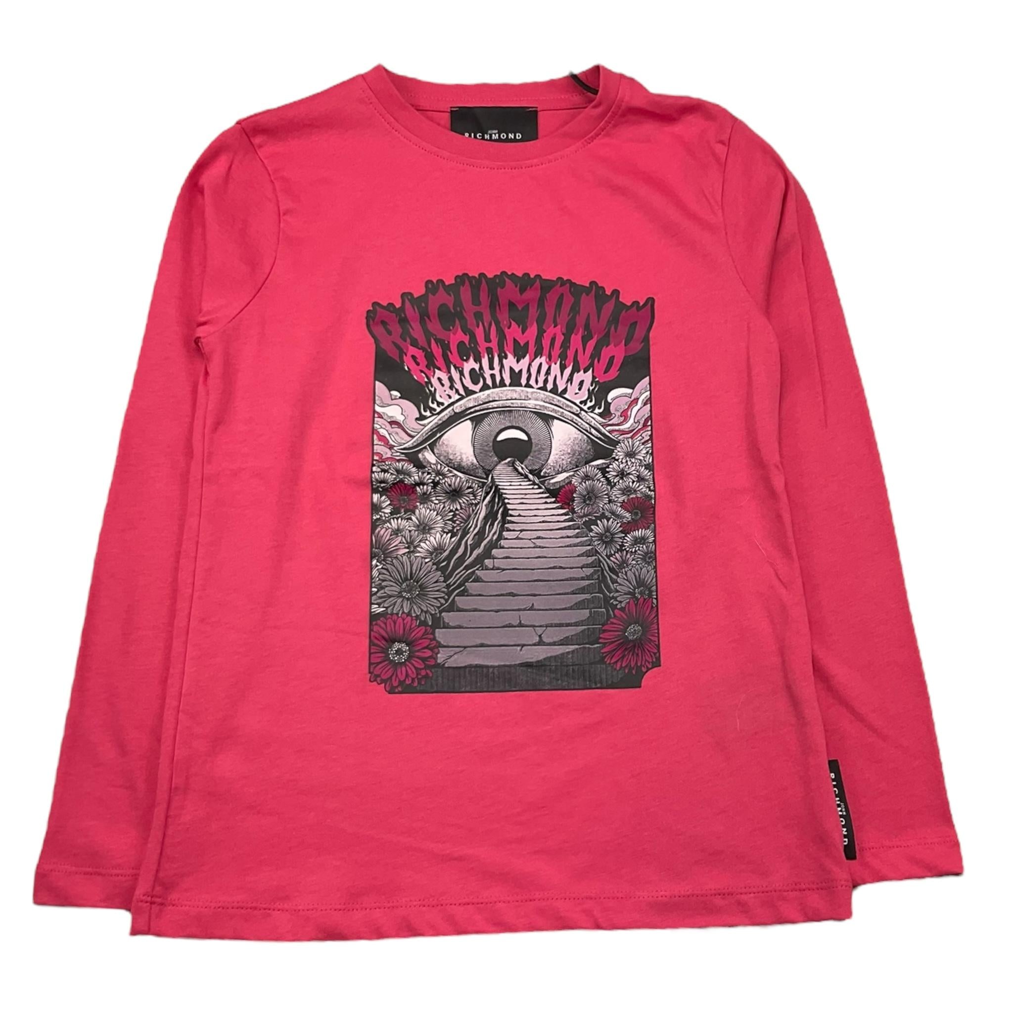 JOHN RICHMOND shirt girocollo tinta unita con stampa in contrasto Rosa per Bambina RGA25064TS ROSA JOHN RICHMOND 