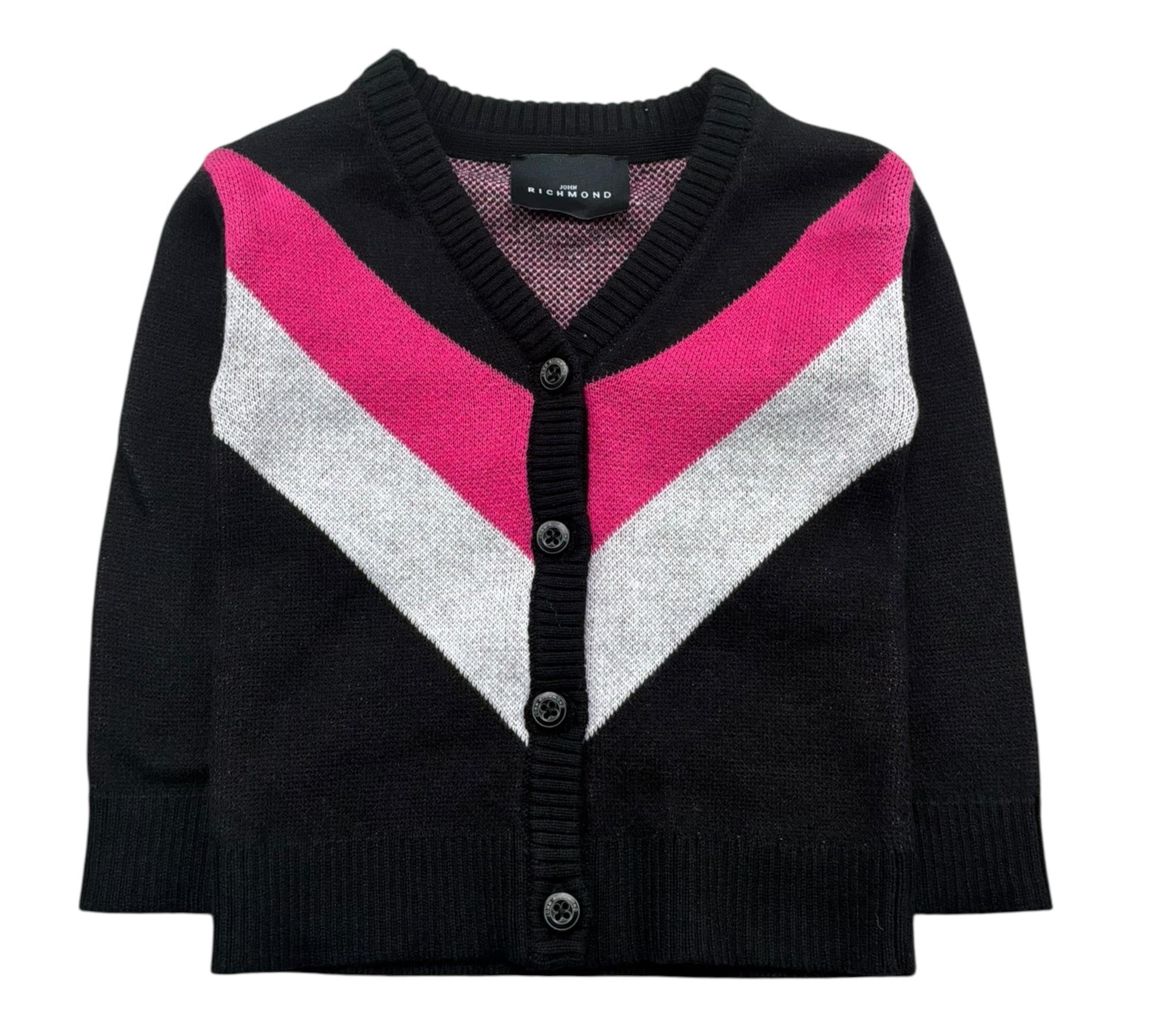 John Richmond Cardigan Stampa Fantasia Scollo A V per Neonata RIP26083CD NERO JOHN RICHMOND 