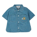 Moschino Camicia In Denim Tinta Unita Mezza Manica per Neonato MUC01FX BLU MOSCHINO 