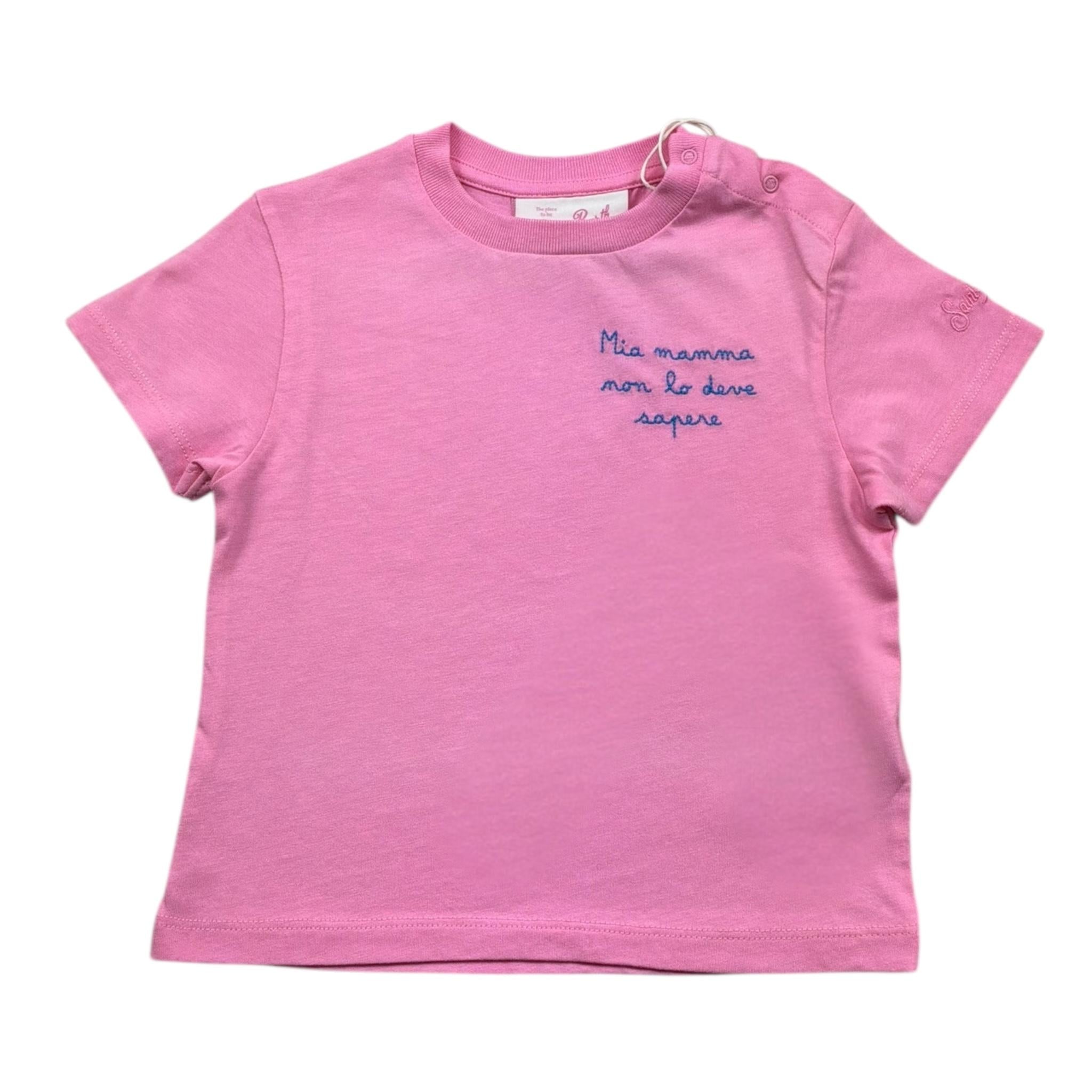 Saint Barth T-Shirt Girocollo Tinta Unita con Stampa per Neonata ELLY001033 ROSA SAINT BARTH 