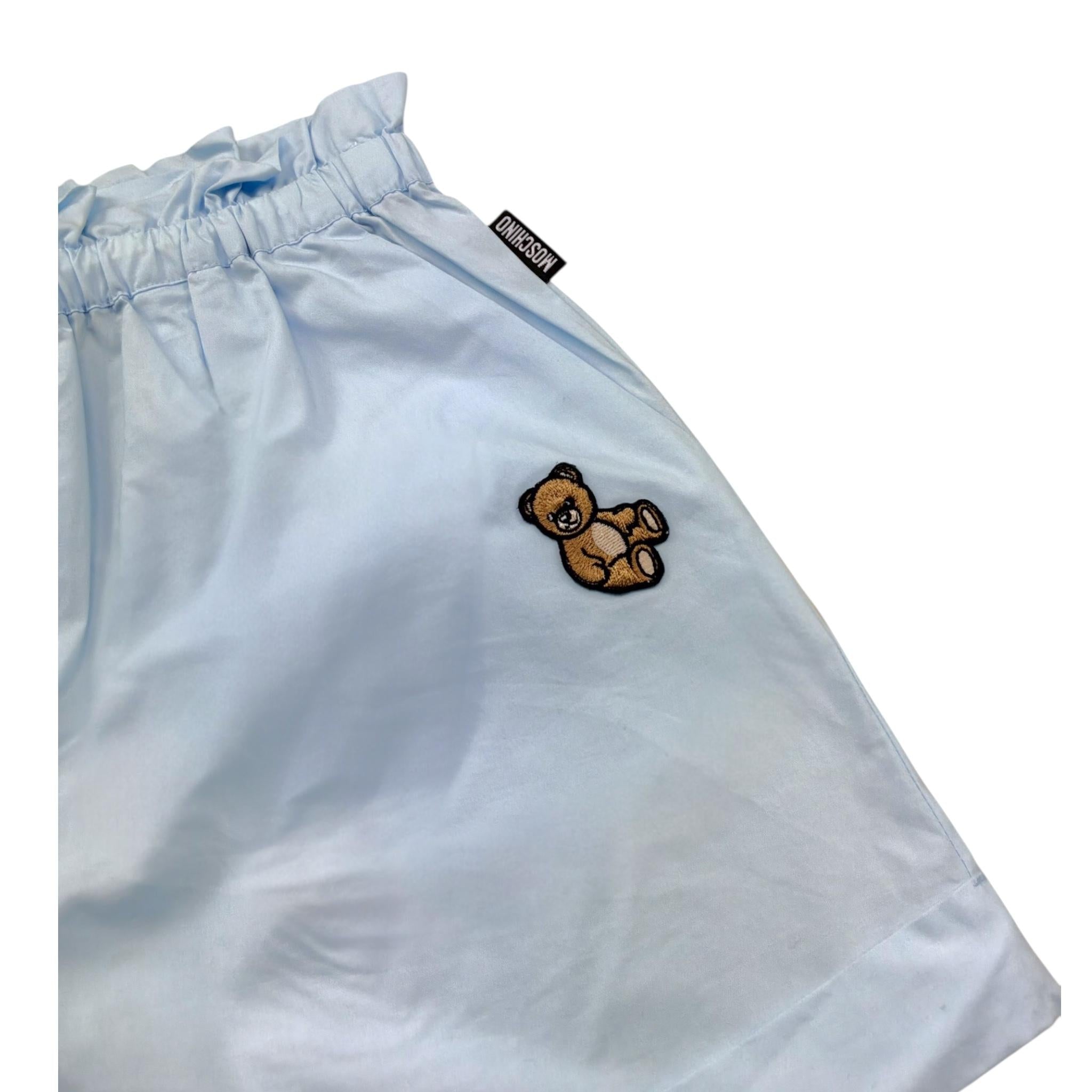 Moschino Short Tinta Unita con Elastico In Vita per Bambina HDQ01Y AZZURRO MOSCHINO 