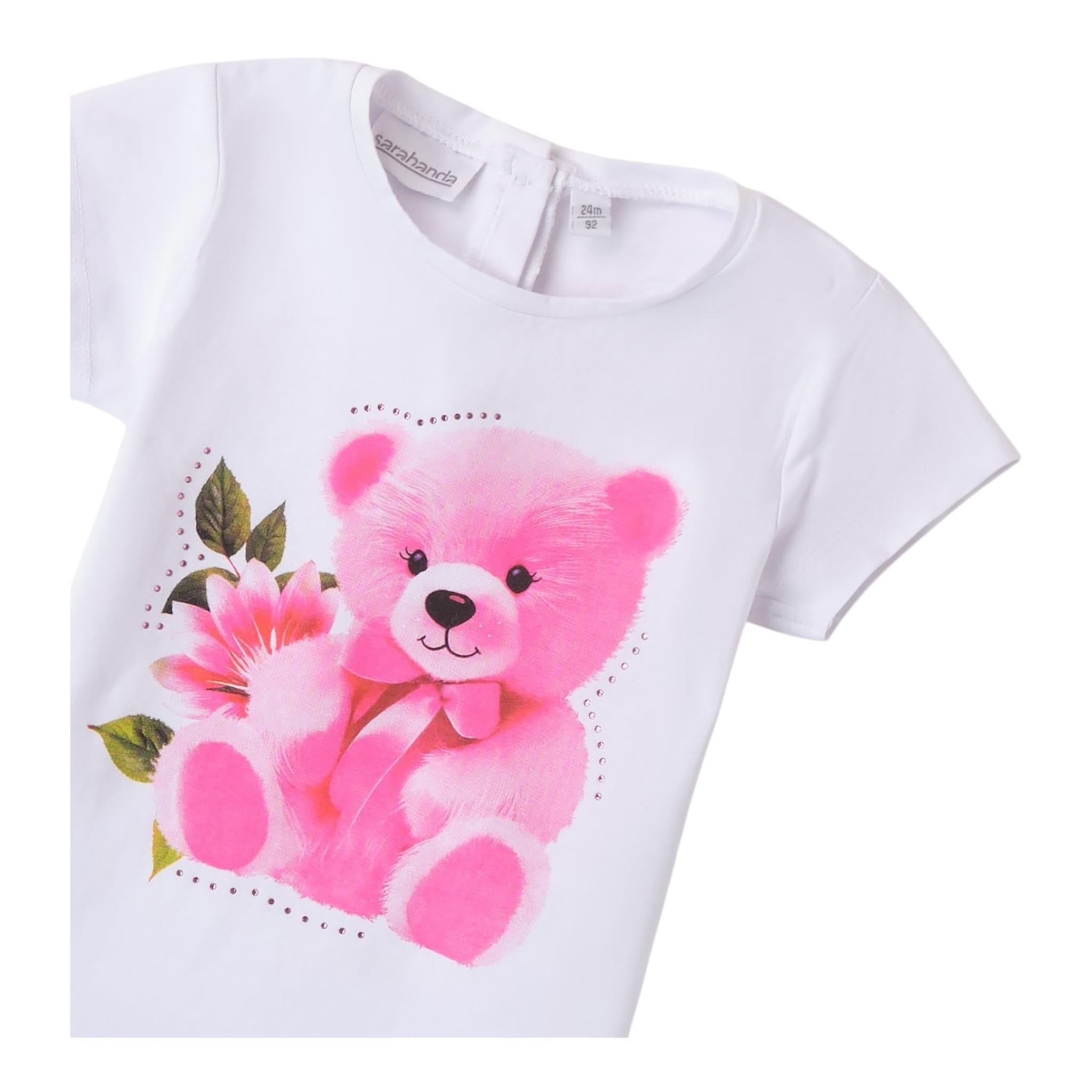Sarabanda T-Shirt Girocollo Tinta Unita con Stampa per Bambina 0B208 BIANCO SARABANDA 