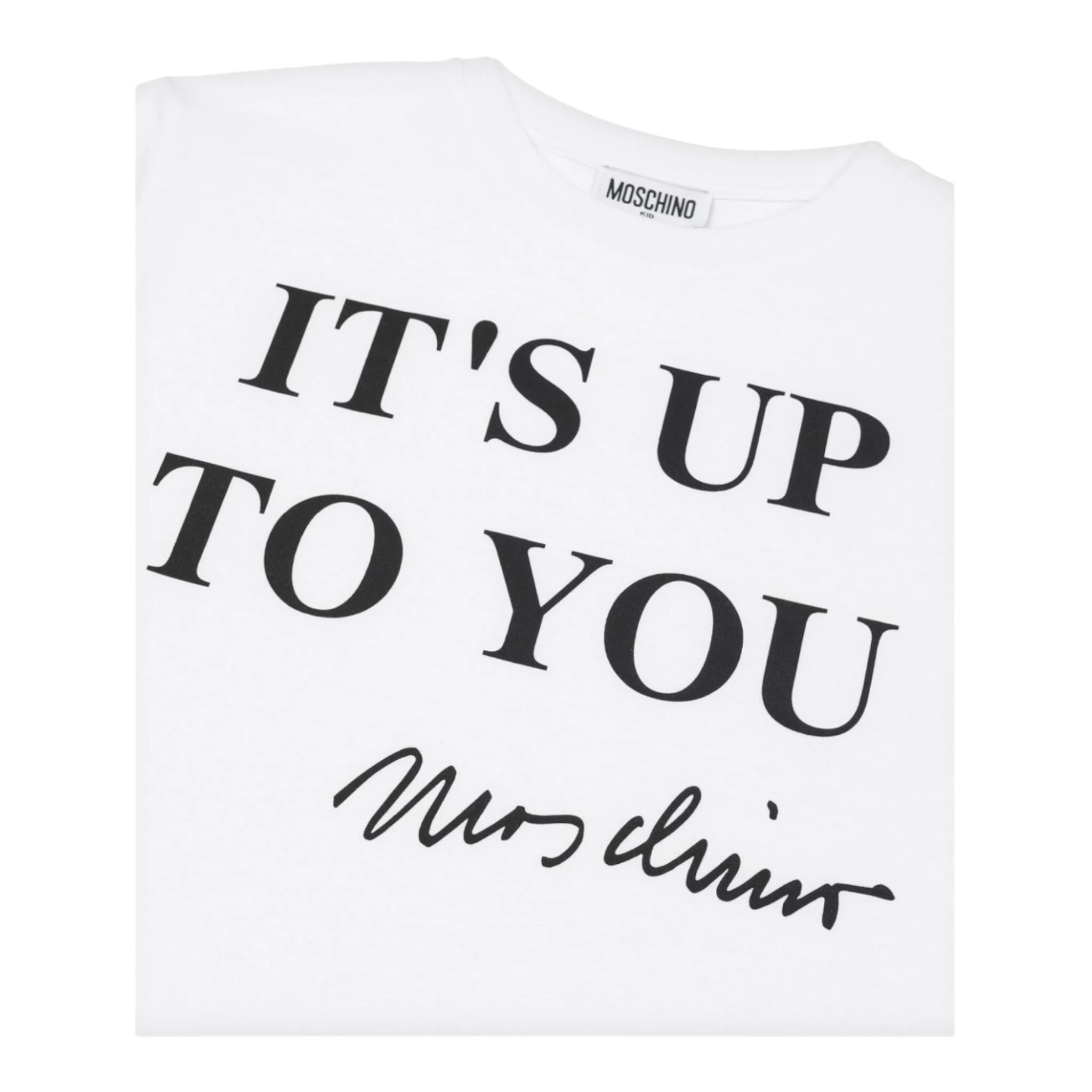 Moschino T-Shirt Tinta Unita con Stampa per Bambina HAM06R BIANCO MOSCHINO 