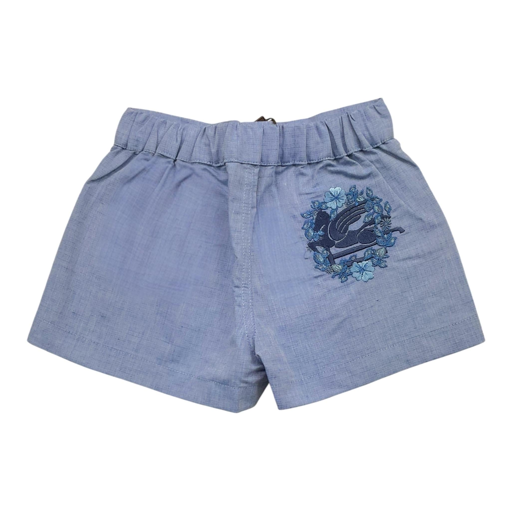 Etro Short Tinta Unita con Elastico In Vita per Bambina GU6029N AZZURRO ETRO 