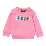 DSQUARED2 felpa chiusa girocollo tinta unita con logo Rosa per Neonato DQ2496N ROSA DSQUARED2 