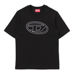 DIESEL t-shirt girocollo tinta unita con logo Nero per Bambino J01788 NERO DIESEL 