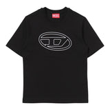 DIESEL t-shirt girocollo tinta unita con logo Nero per Bambino J01788 NERO DIESEL 