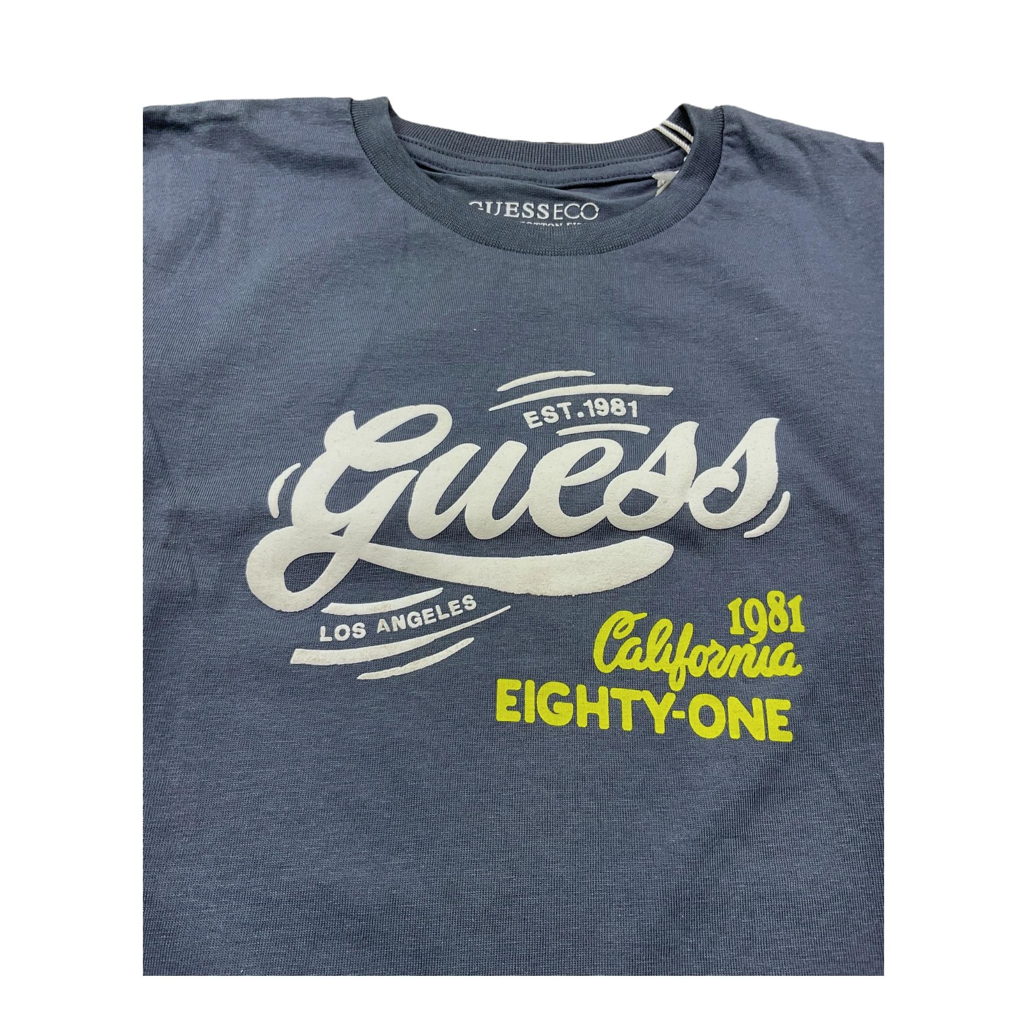 Guess Shirt Girocollo Tinta Unita con Logo per Bambino N5RI17K8HM4J PETROLIO GUESS 
