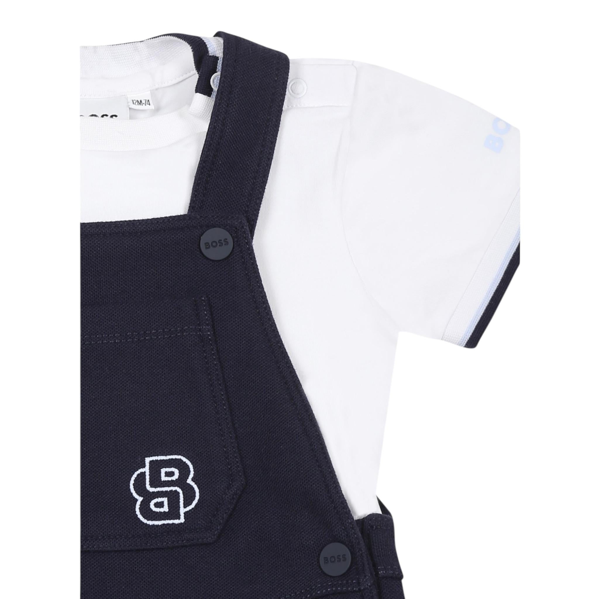 Boss Completo 2 Pezzi T-Shirt-Salopette per Neonato J52210 BLU BOSS 