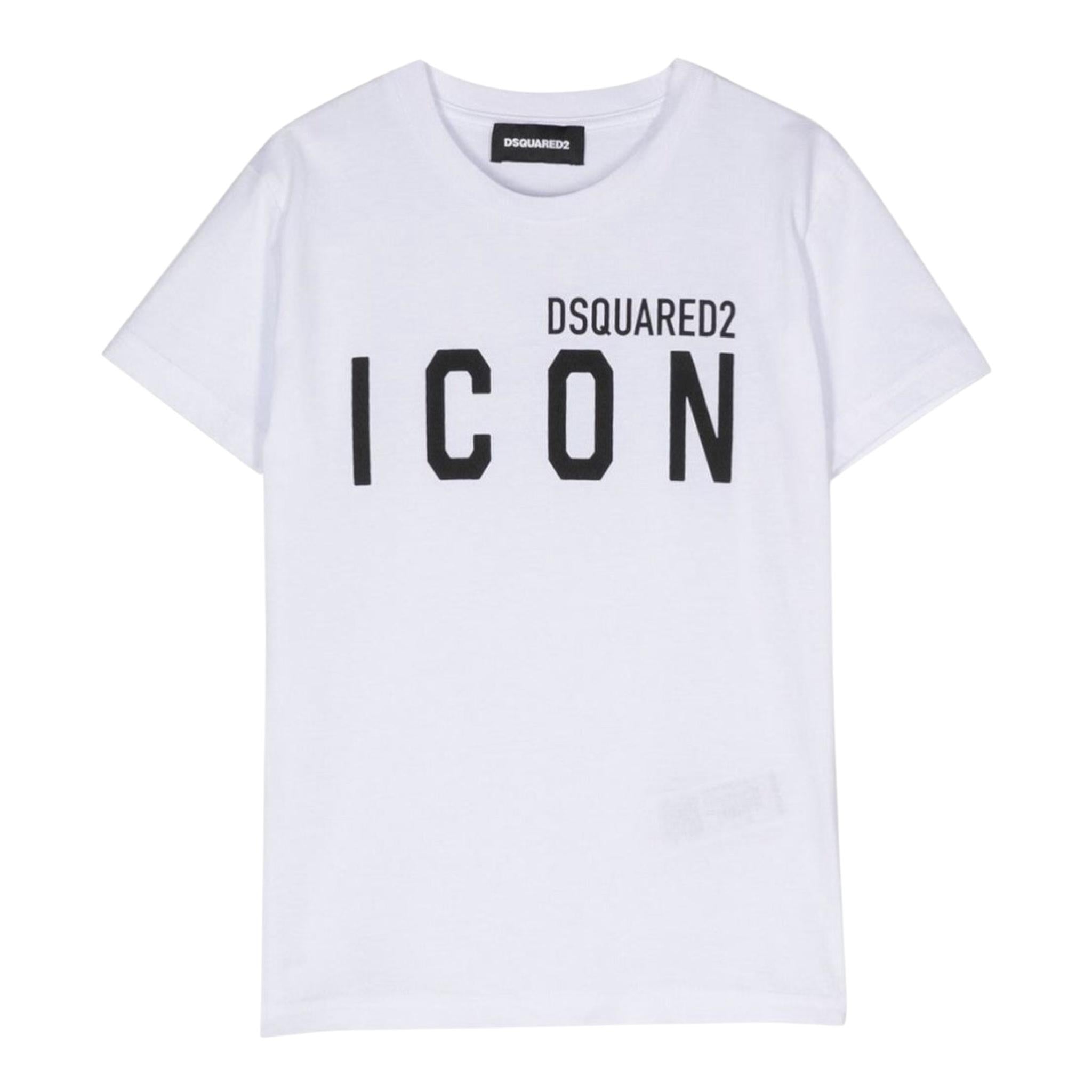 Dsquared2 T-Shirt Girocollo Tinta Unita con Stampa per Neonato DQ2968 BIANCO DSQUARED2 