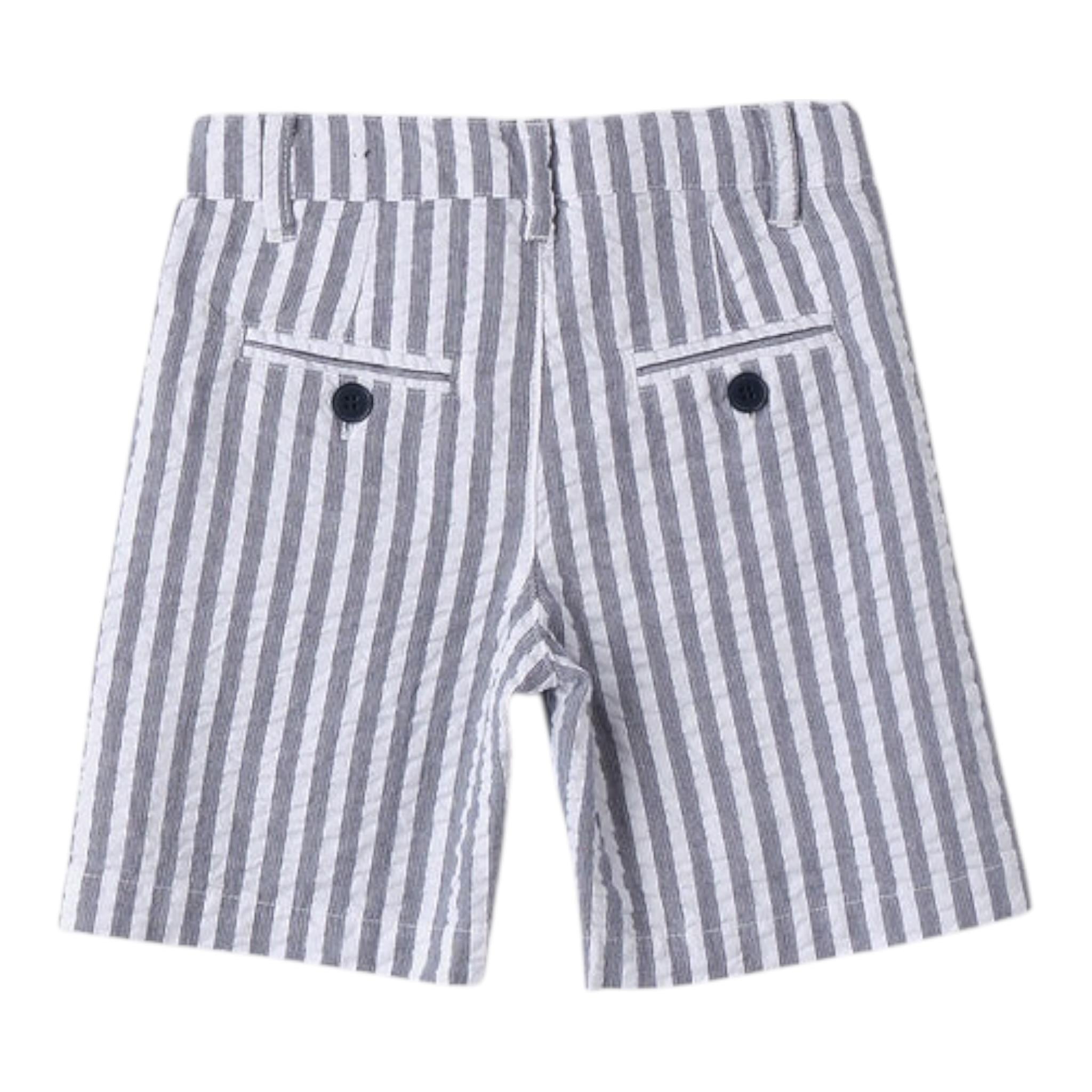 Sarabanda Bermuda Bicolore con Fantasia A Righe per Bambino 0B152 BIANCO/GRIGIO SARABANDA 