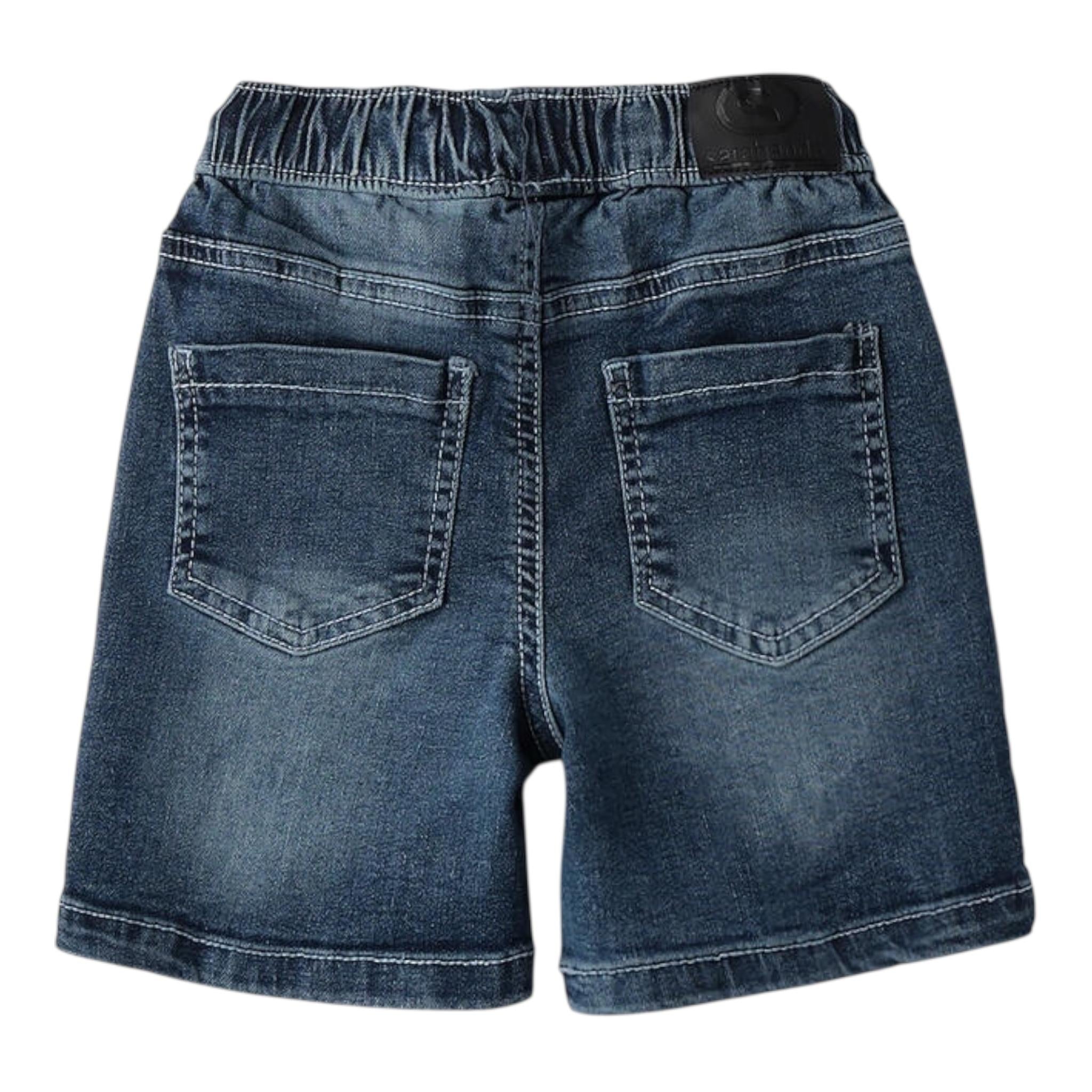 Minibanda Bermuda In Denim Tinta Unita con Elastico In Vita per Neonato 0B1530 BLU MINIBANDA 