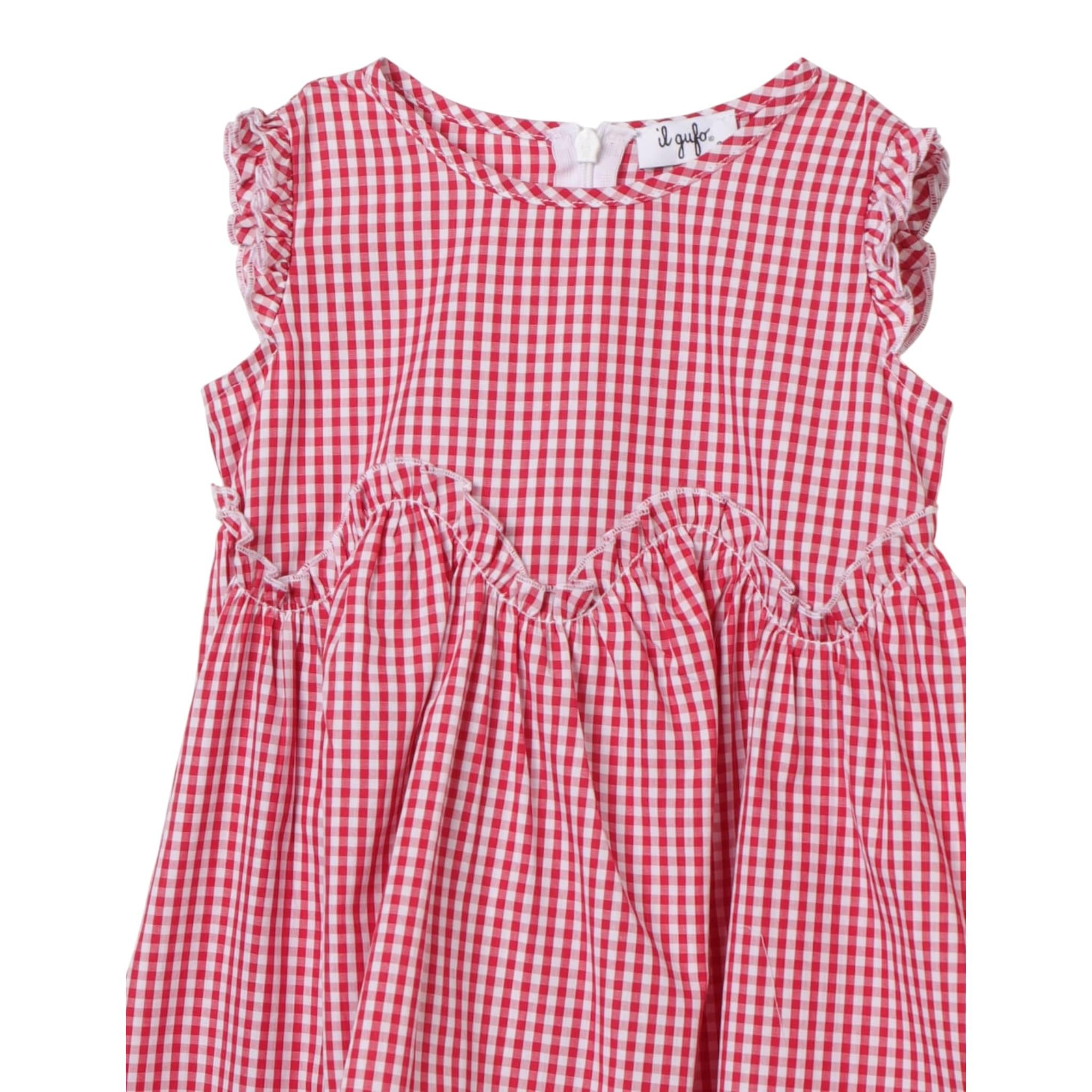Il Gufo Abito Giromanica Fantasia A Quadretti per Bambina P24VA312C3148 ROSSO IL GUFO 