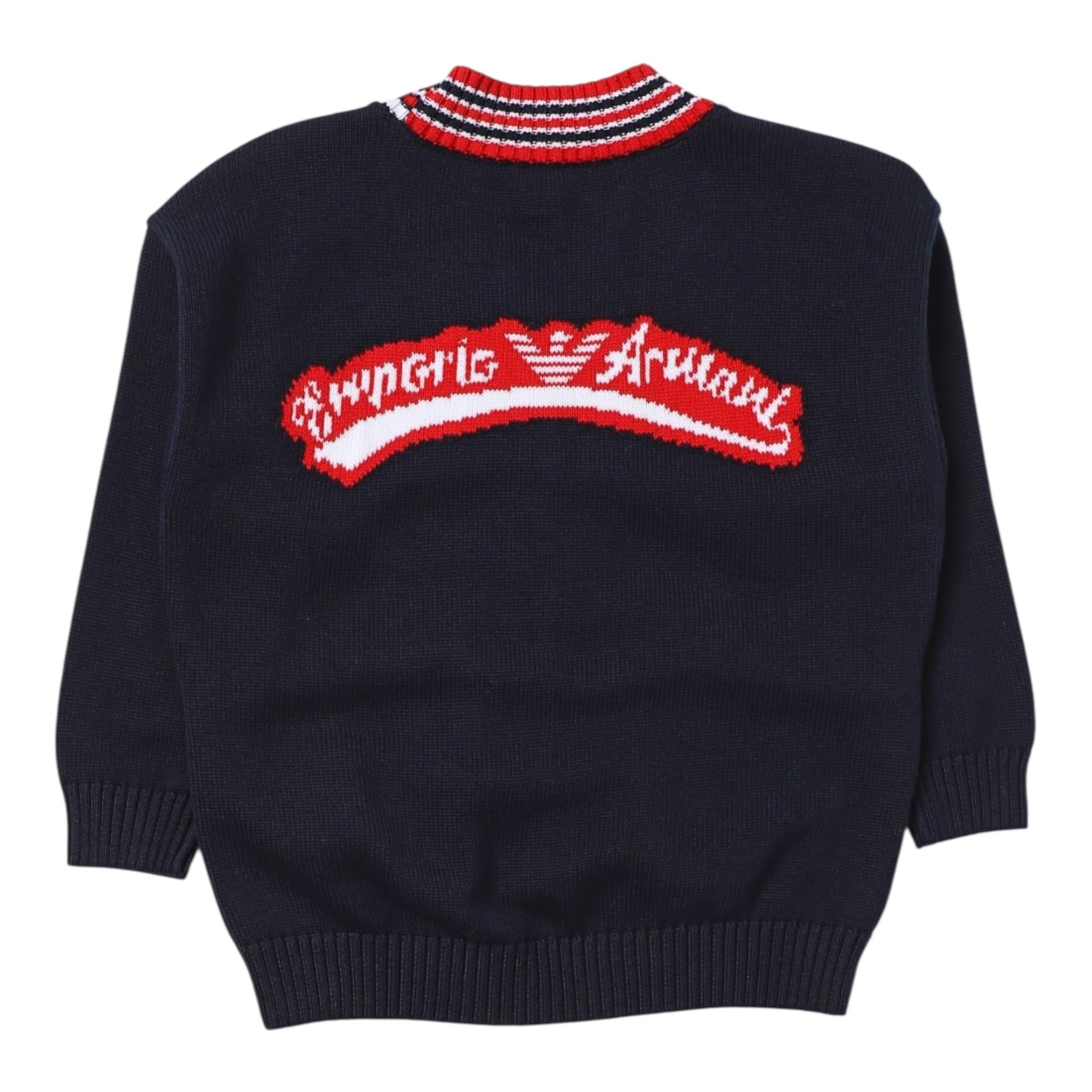 EMPORIO ARMANI cardigan tinta unita con profili in contrasto Blu per Bambino 6RHM51 BLU EMPORIO ARMANI 